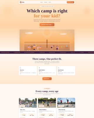 Kids Tennis Specialist Booking Website Template