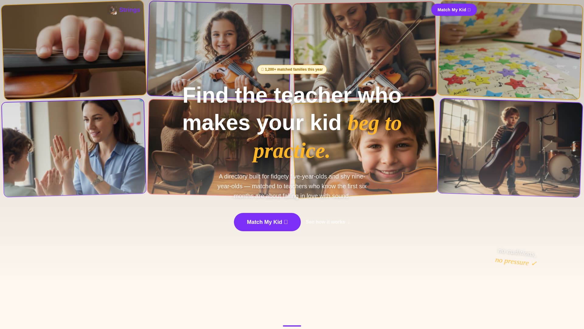 Strings - Playful Violin Landing Page Template