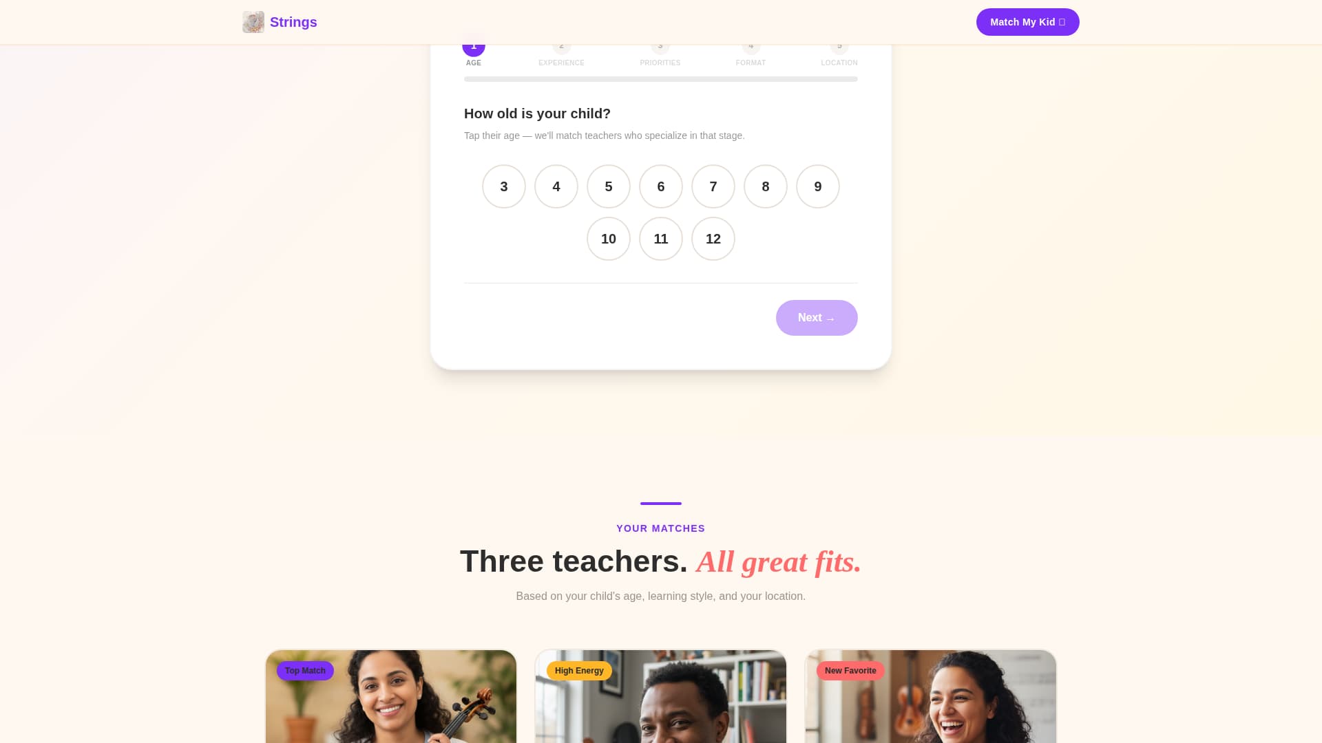 Strings - Playful Violin Landing Page Template