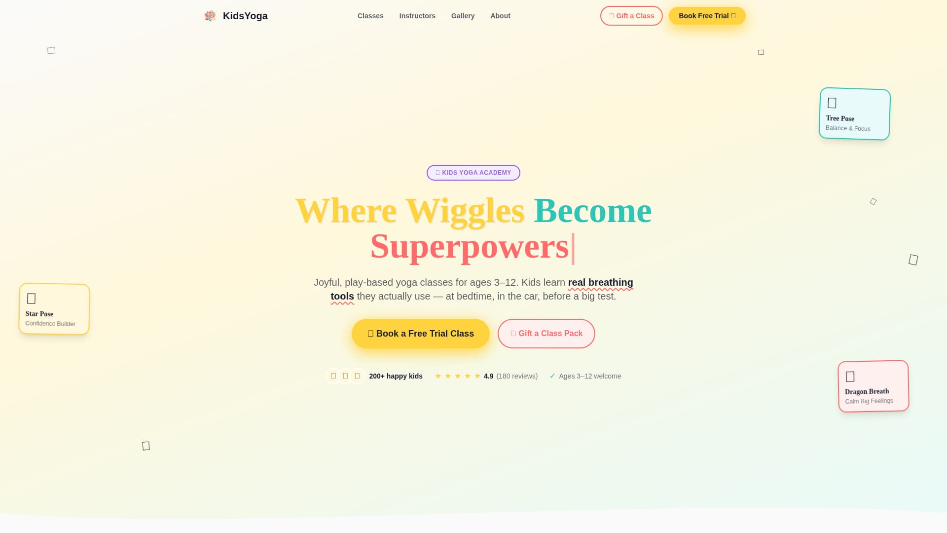 Namaste - Joyful Kids Yoga Landing Page Template