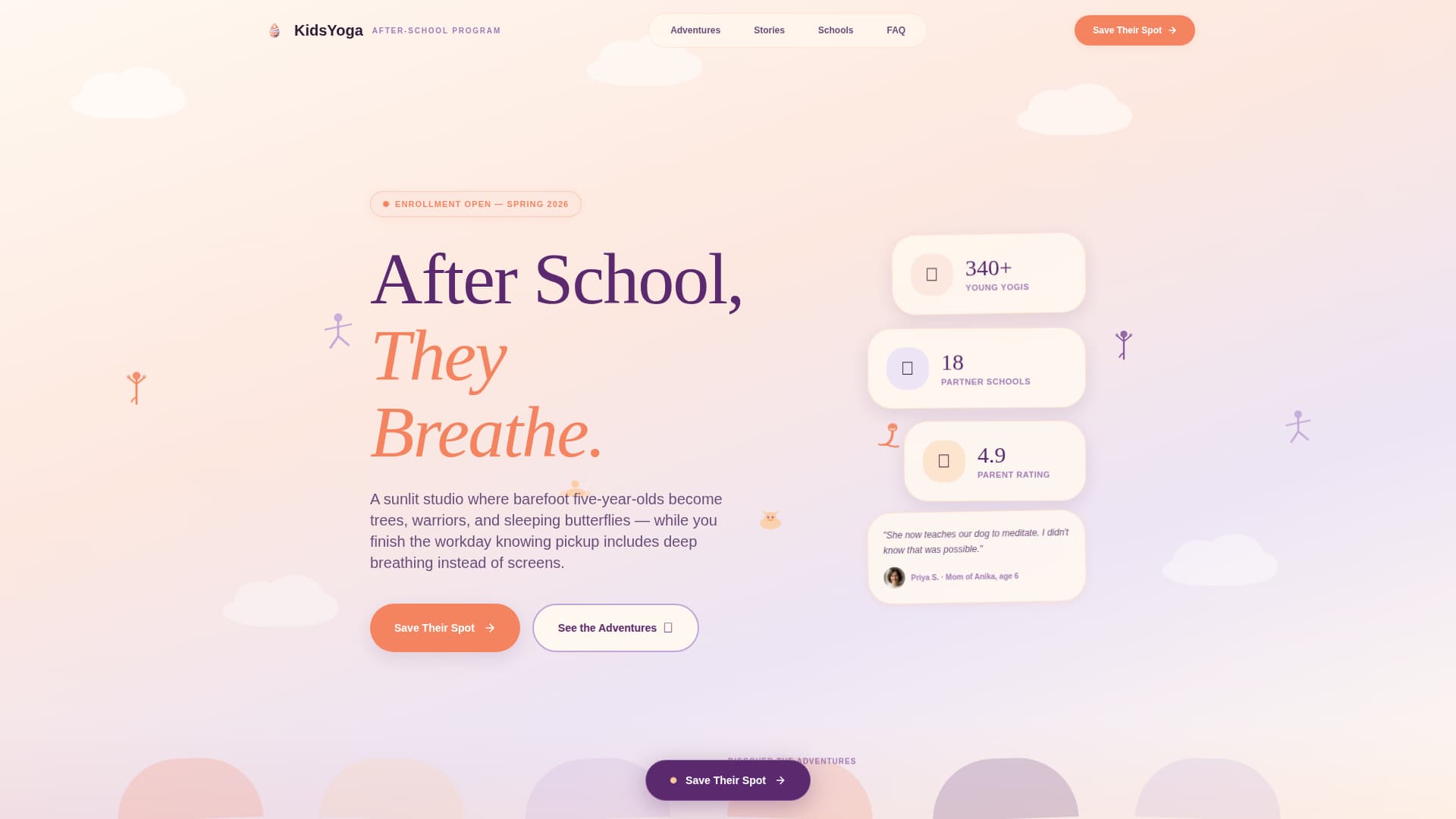 Namaste - Nurturing Kids Yoga Landing Page Template