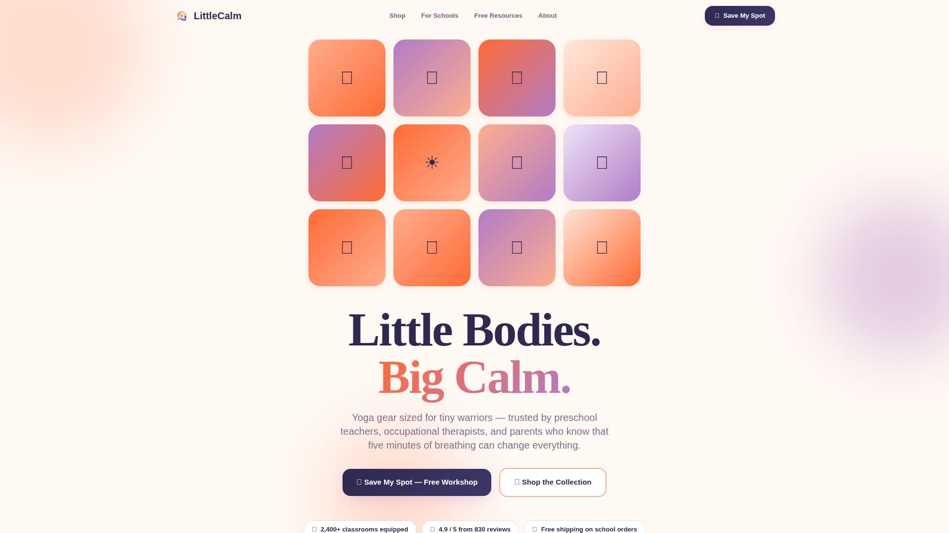Little Calm - Playful Kids Yoga Landing Page Template