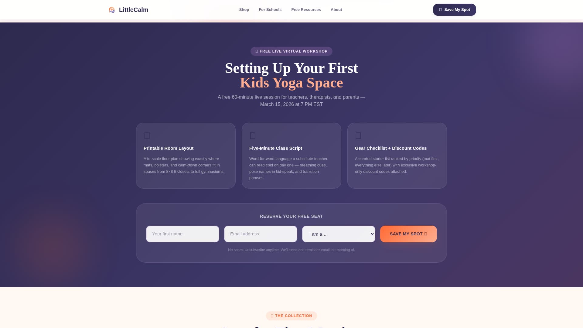 Little Calm - Playful Kids Yoga Landing Page Template