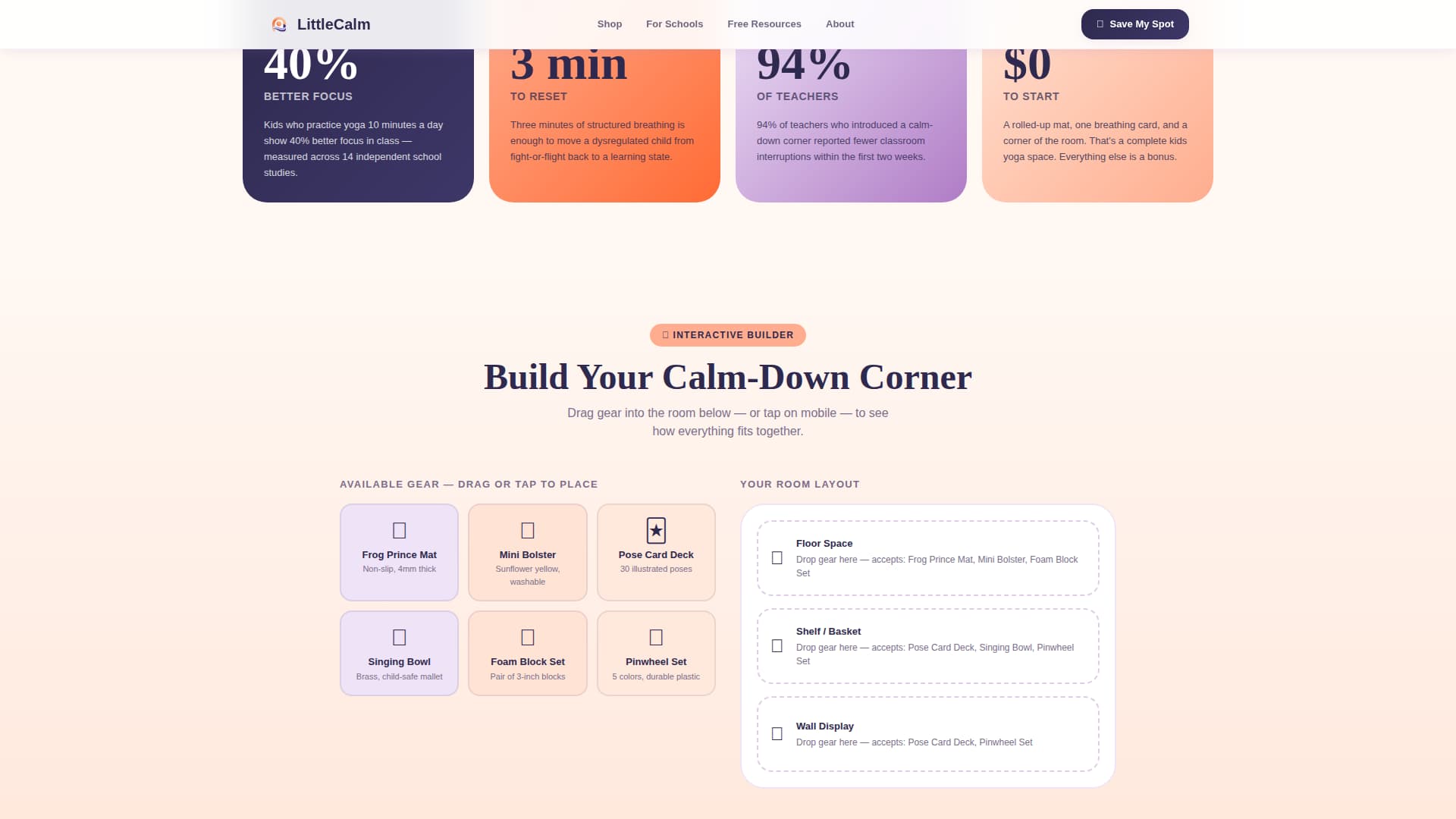 Little Calm - Playful Kids Yoga Landing Page Template