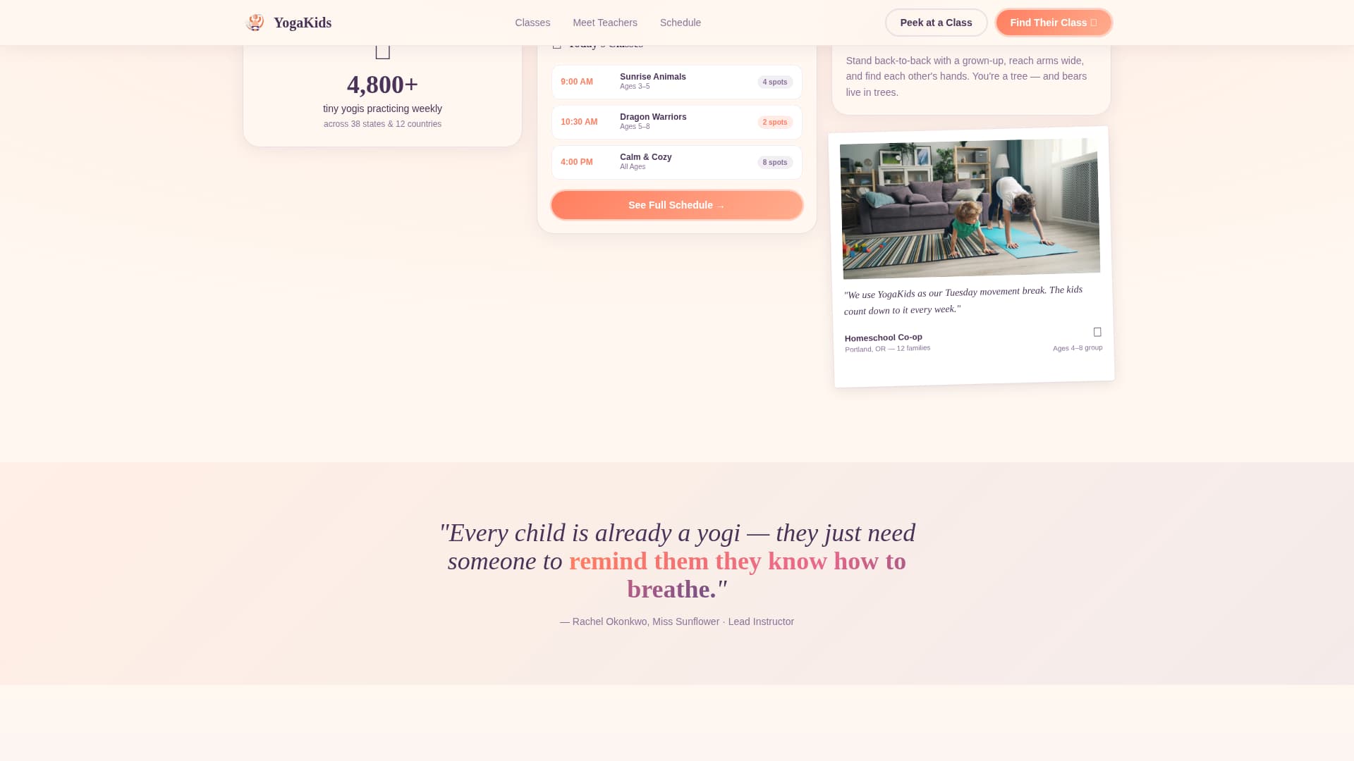 Namaste - Playful Kids Yoga Landing Page Template