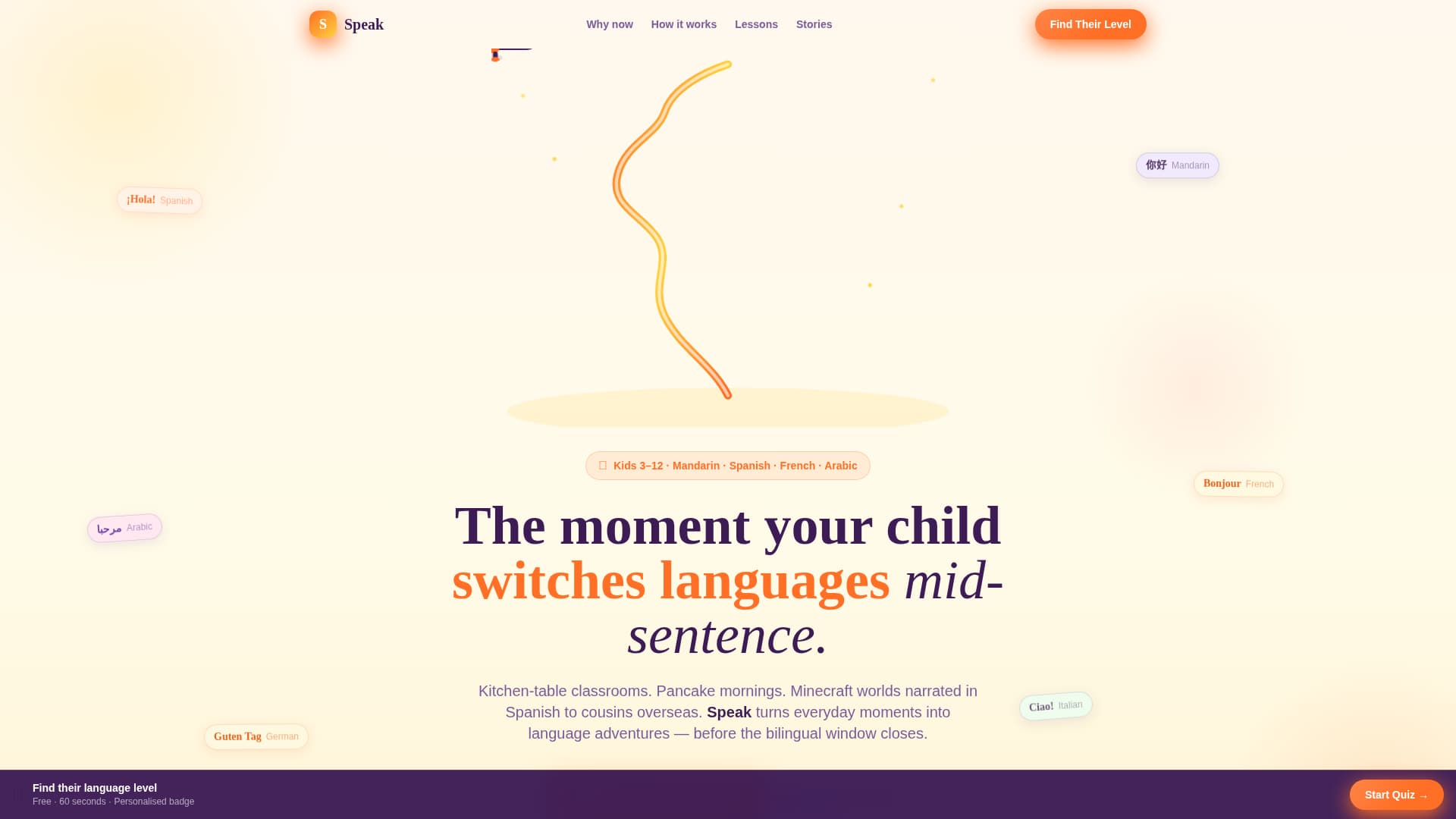 Speak - Vibrant Kids Language Landing Page Template