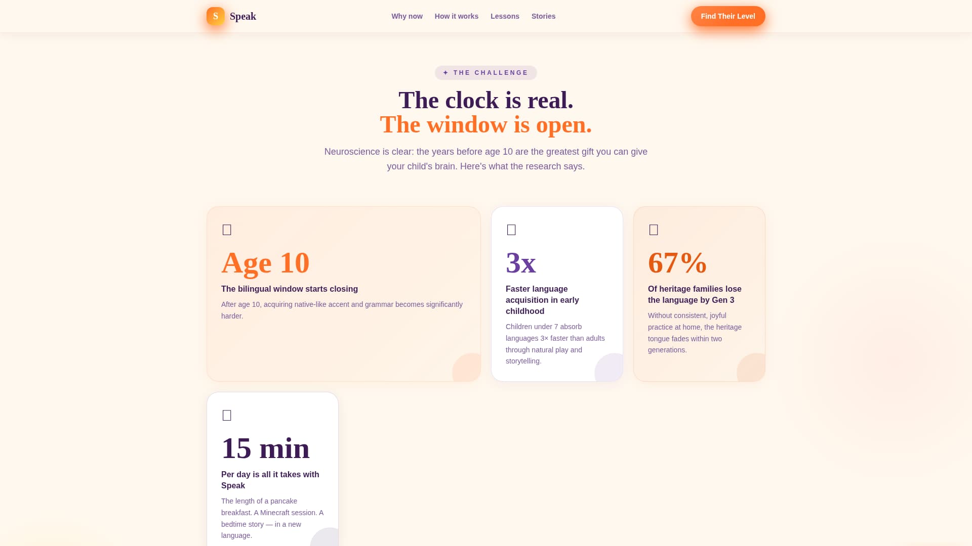 Speak - Vibrant Kids Language Landing Page Template