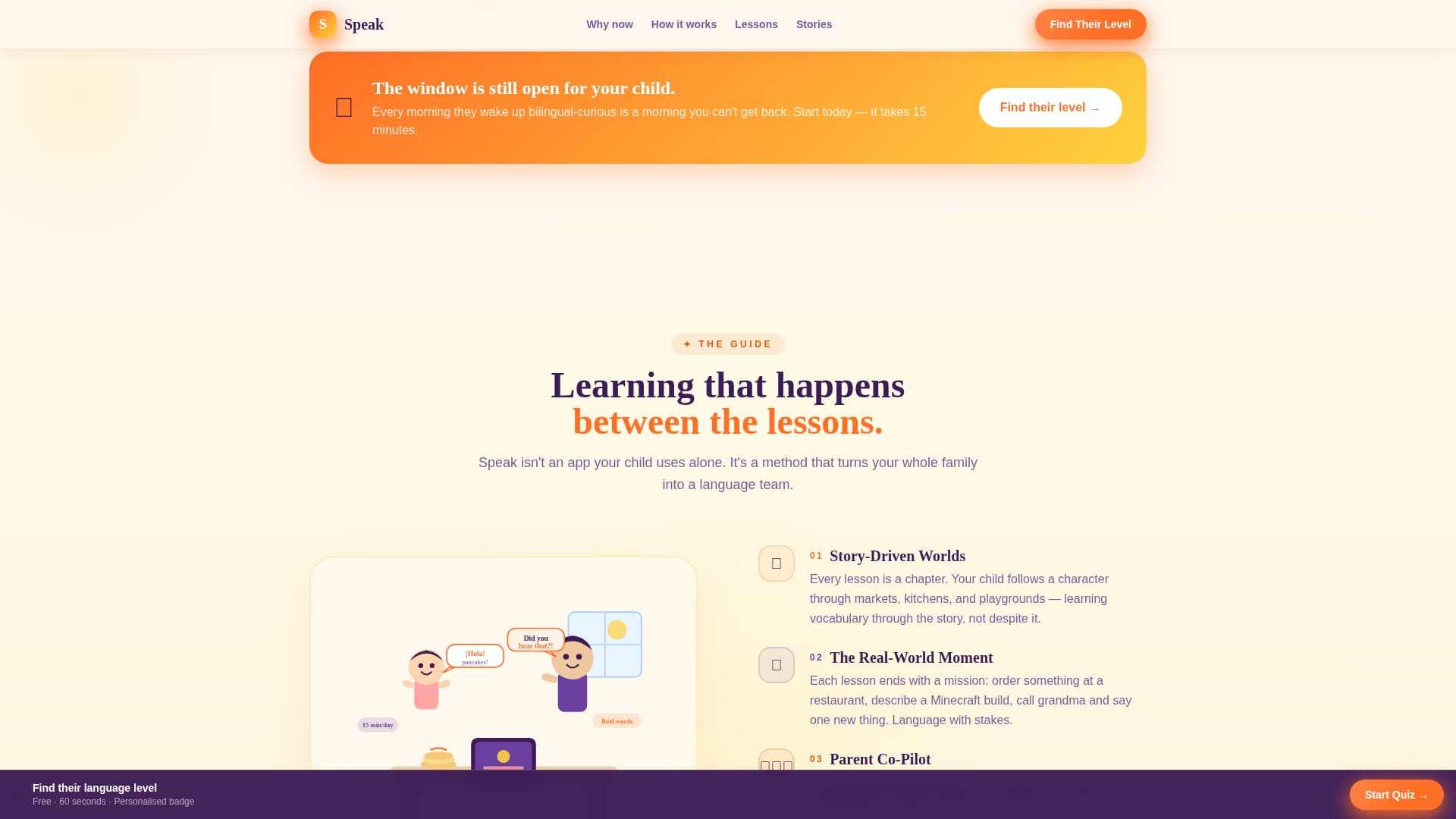 Speak - Vibrant Kids Language Landing Page Template