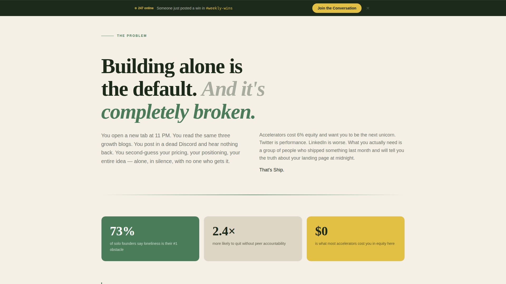 Ship - Thriving Founders Landing Page Template