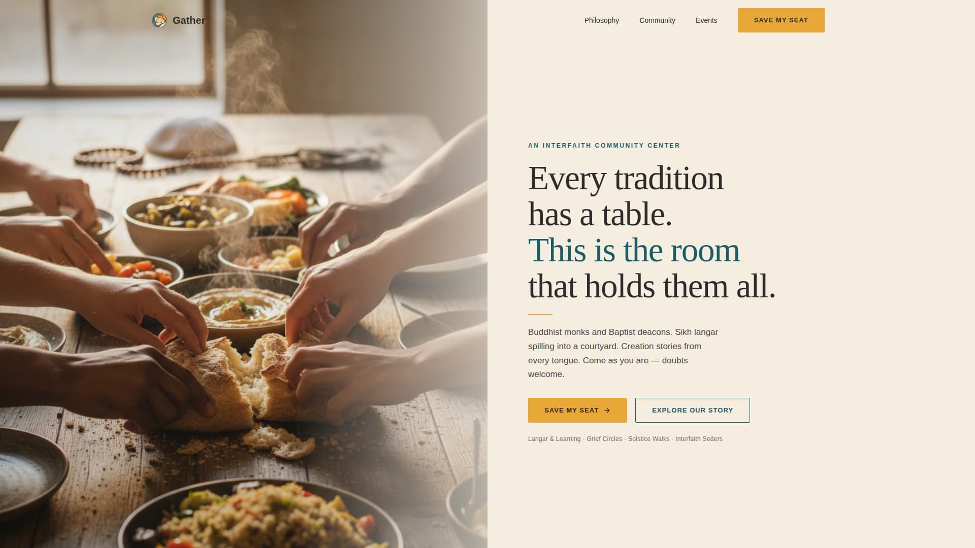 Gather - Welcoming Interfaith Landing Page Template