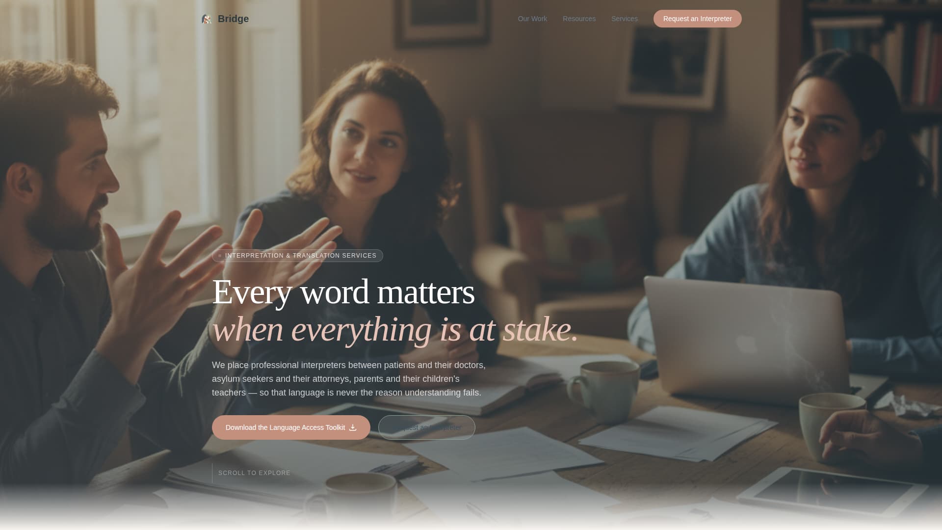 Bridge - Compassionate Interpretation Landing Page Template