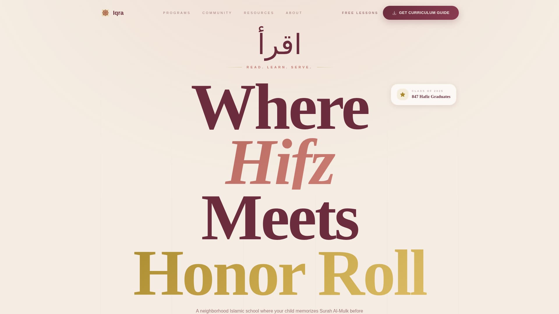 Iqra - Inspiring Islamicschool Landing Page Template
