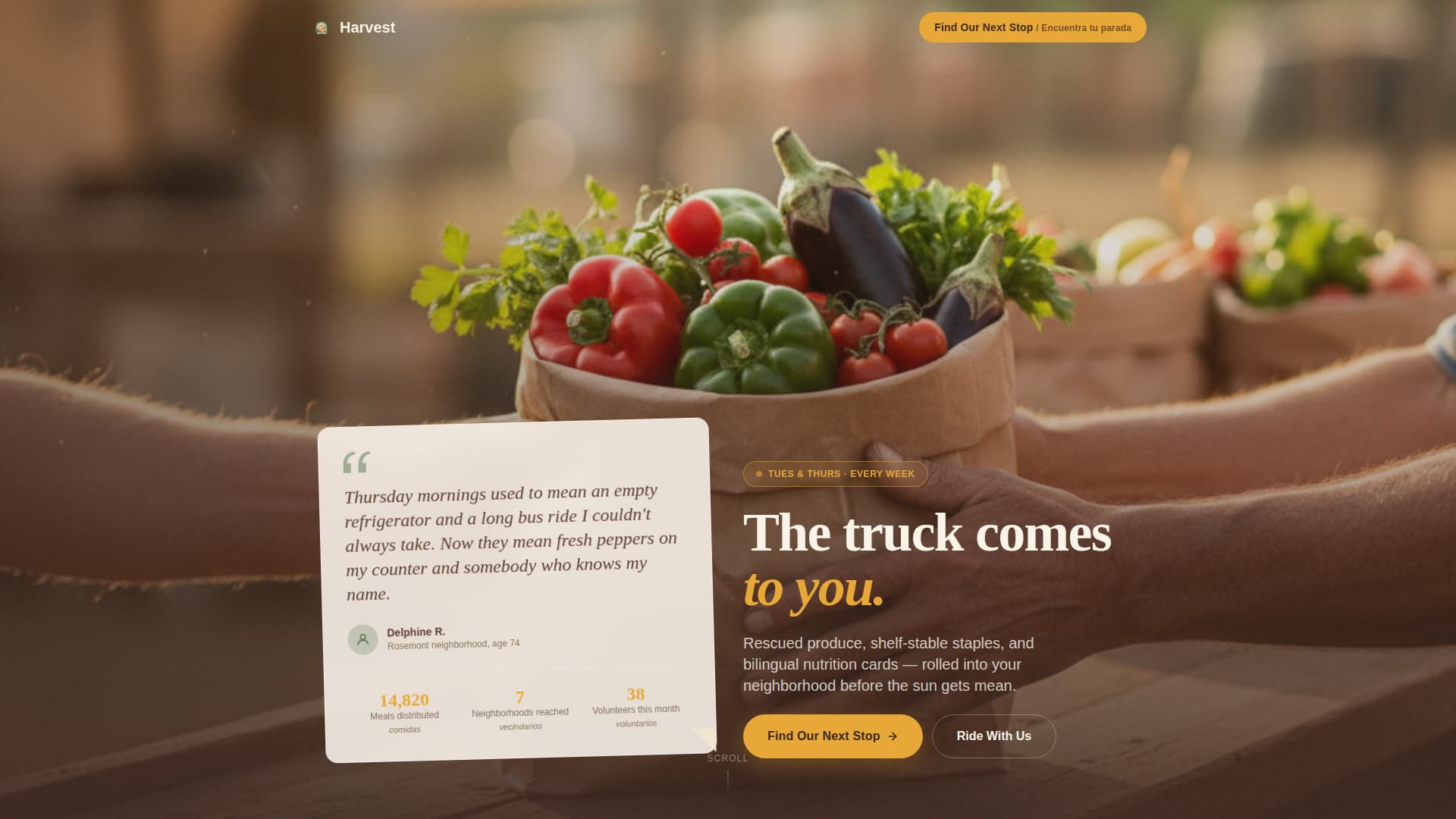 Harvest - Nourishing Mobilepantry Landing Page Template