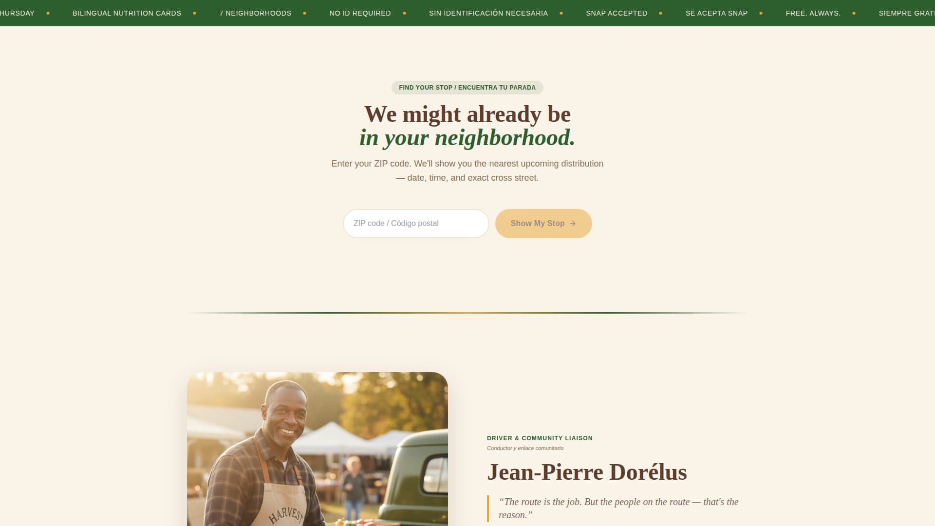 Harvest - Nourishing Mobilepantry Landing Page Template