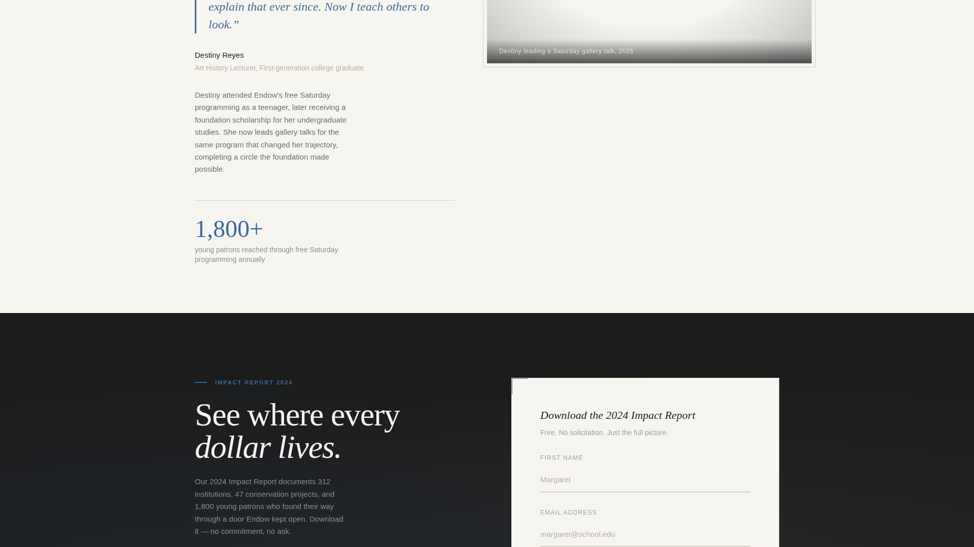 Endow - Inspiring Museum Landing Page Template