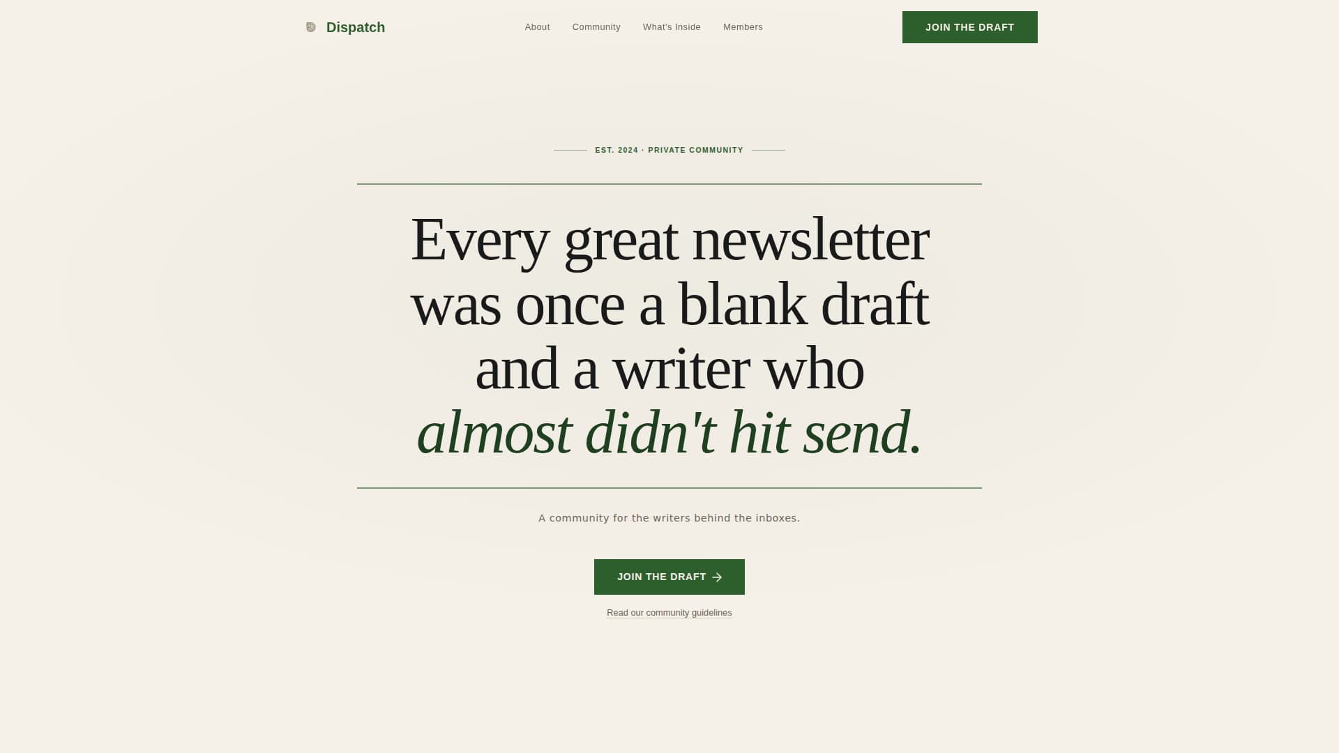 Dispatch - Compelling Newsletterwriters Landing Page Template