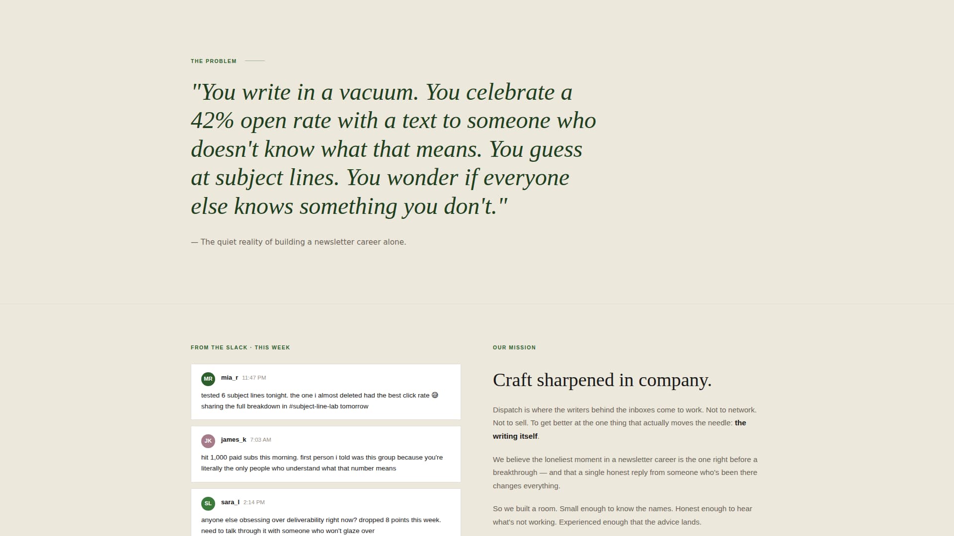 Dispatch - Compelling Newsletterwriters Landing Page Template