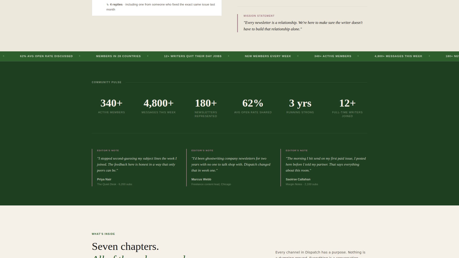 Dispatch - Compelling Newsletterwriters Landing Page Template