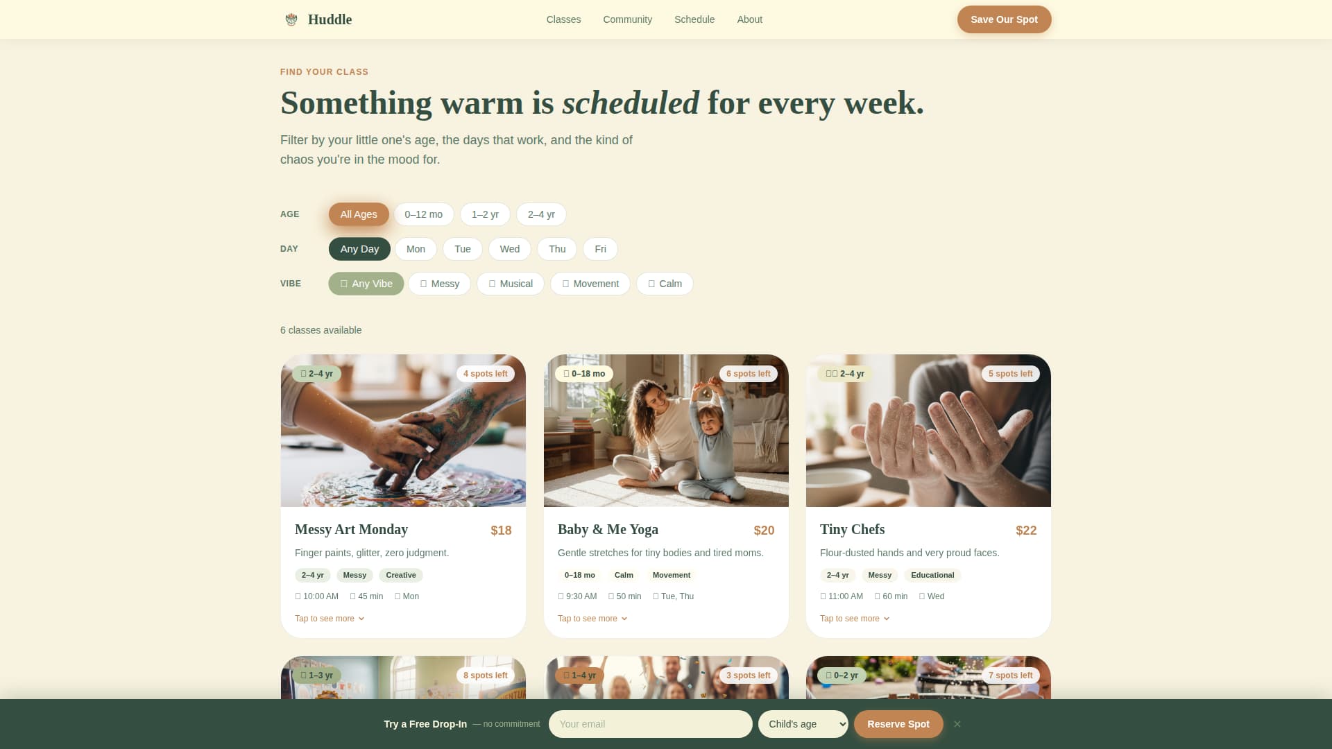 Huddle - Warm Mommy and Me Landing Page Template