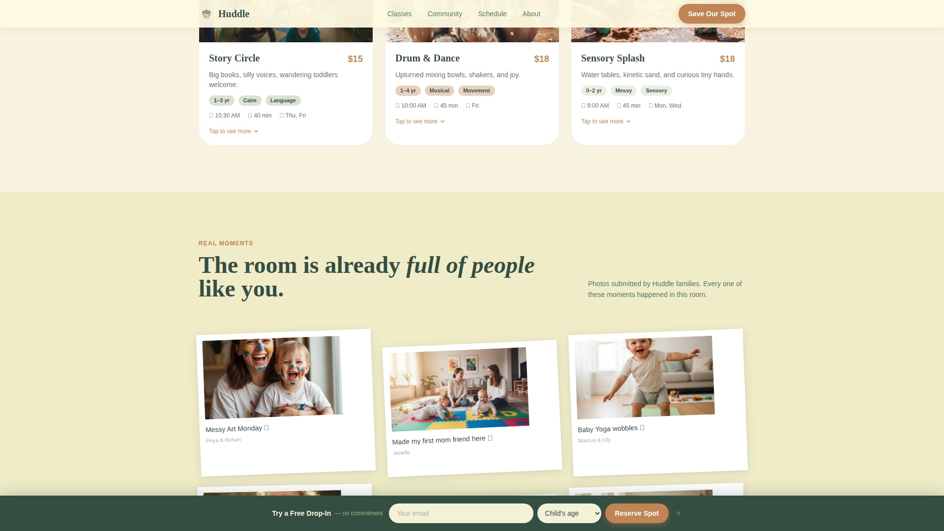 Huddle - Warm Mommy and Me Landing Page Template