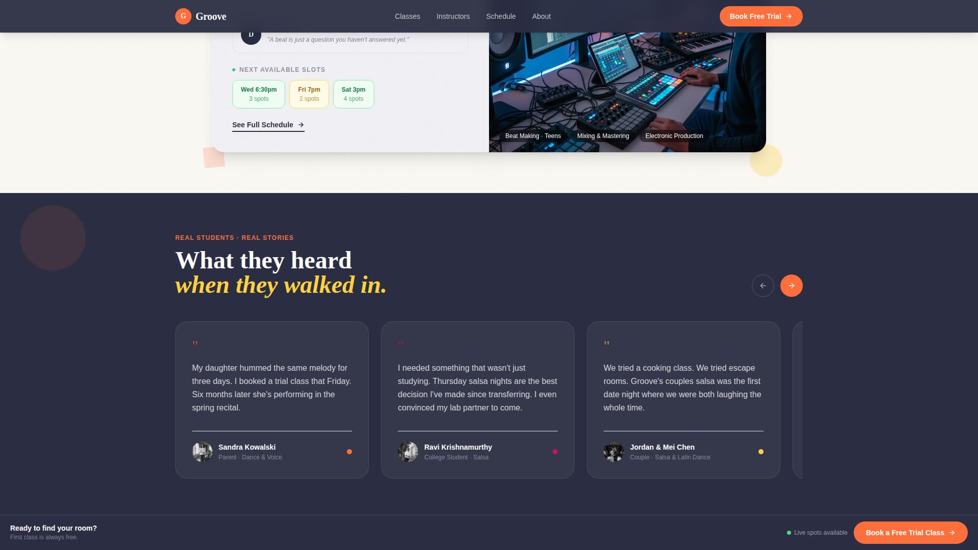 Groove - Playful Music Dance Landing Page Template