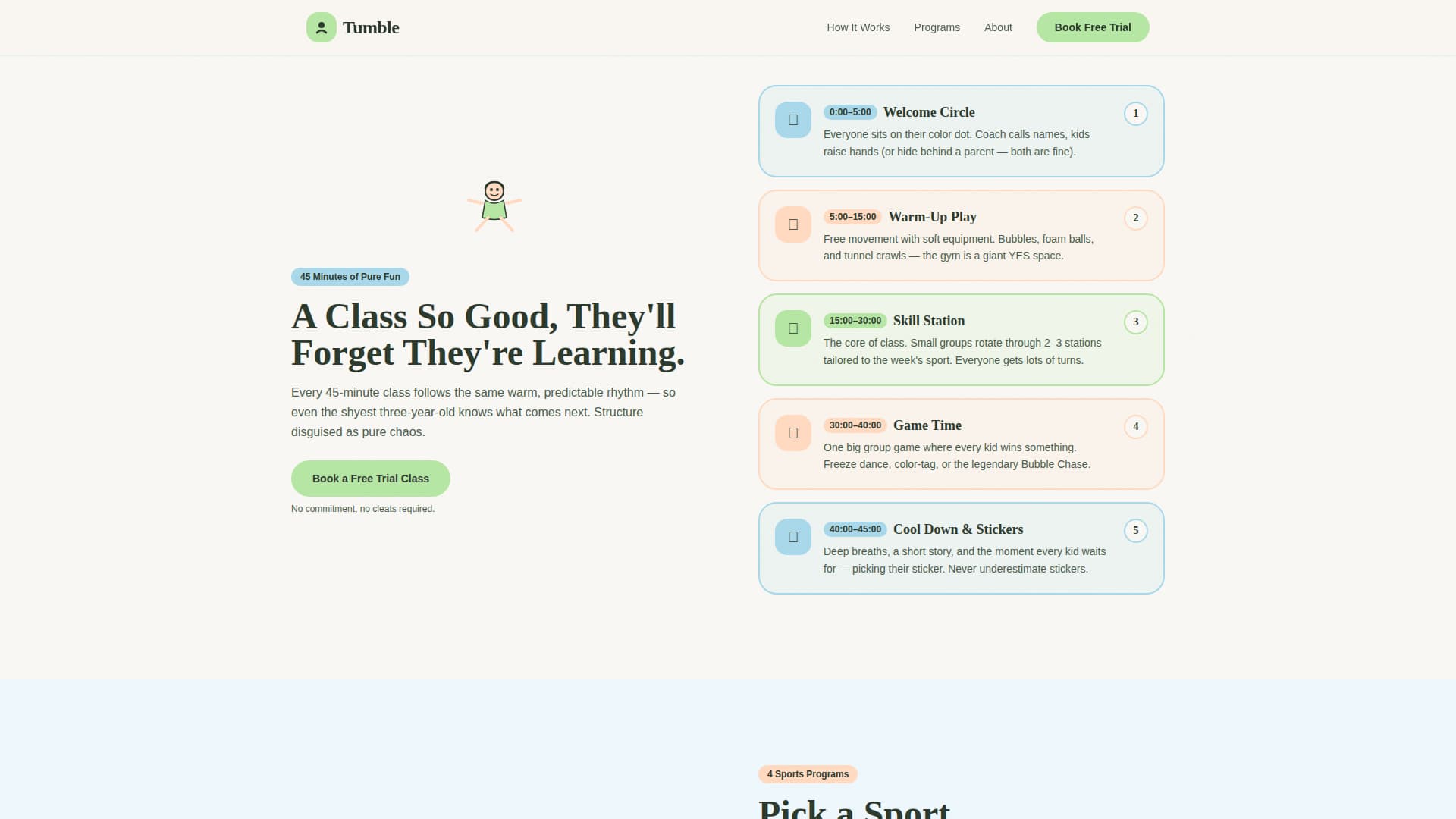 Preschool (3-5) Products & Specialist Booking Website Template