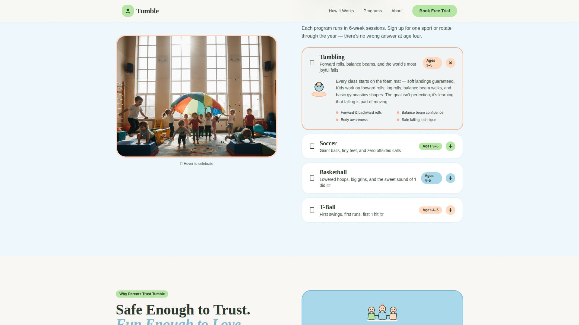Preschool (3-5) Products & Specialist Booking Website Template