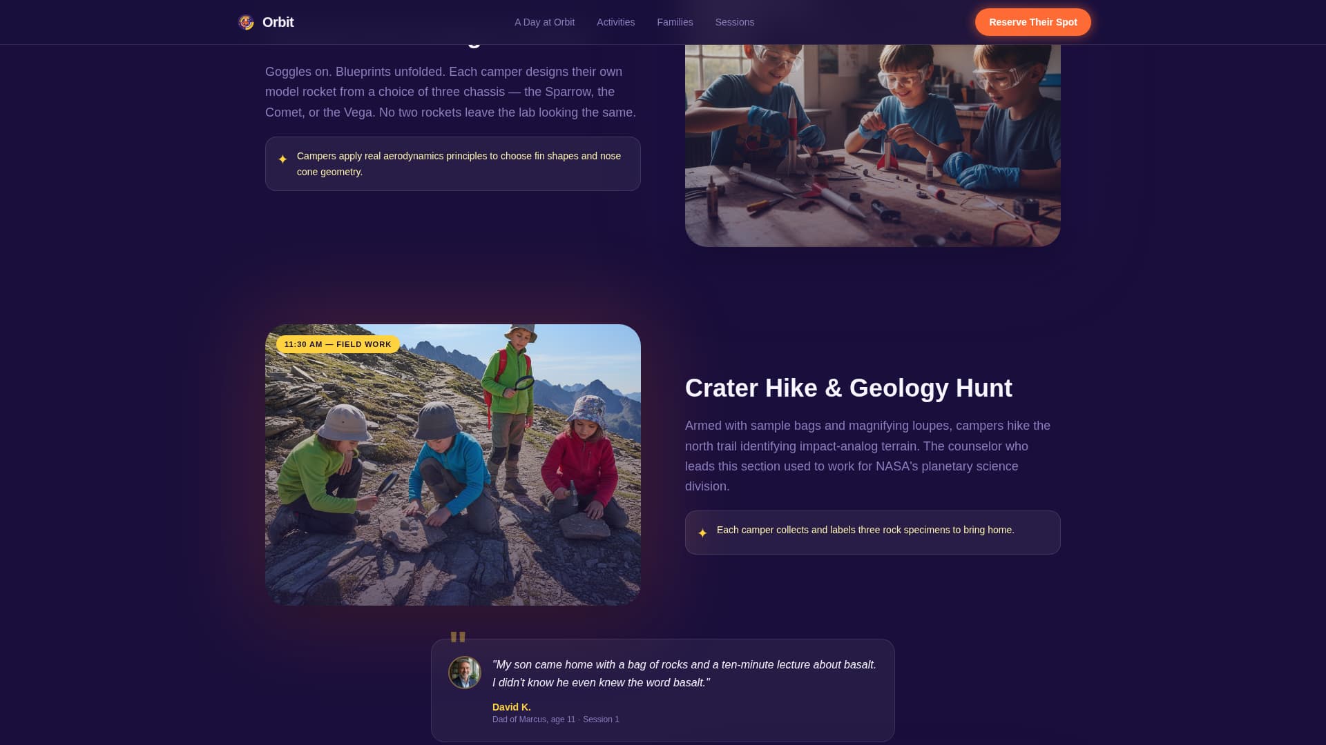 Summer Camp & Outdoor Program Booking Website Template