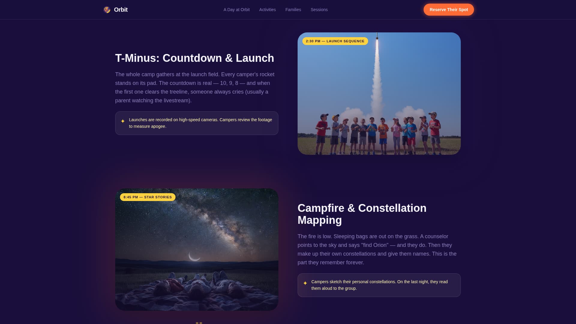 Summer Camp & Outdoor Program Booking Website Template