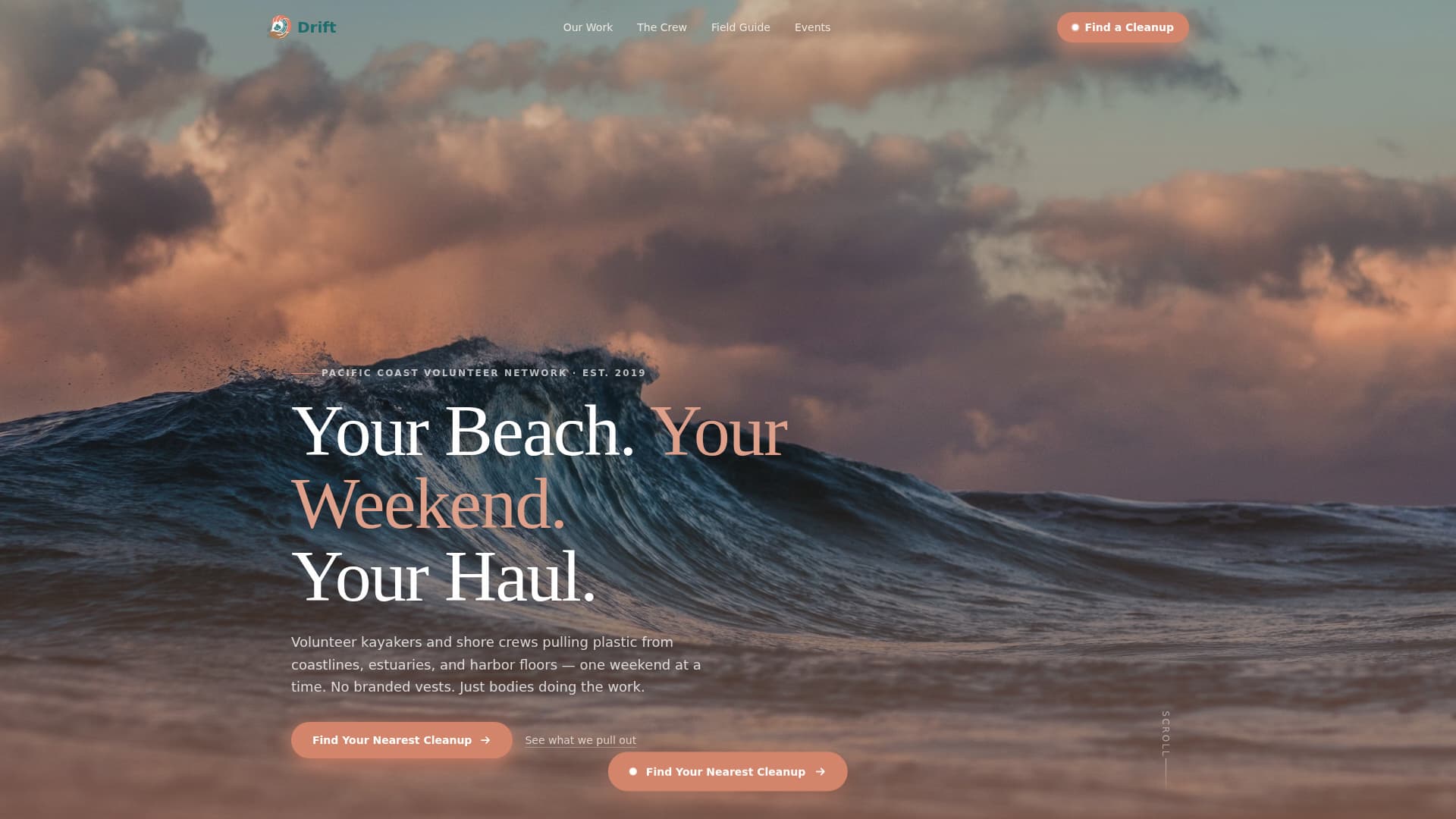 Drift - Coastal Cleanup Landing Page Template