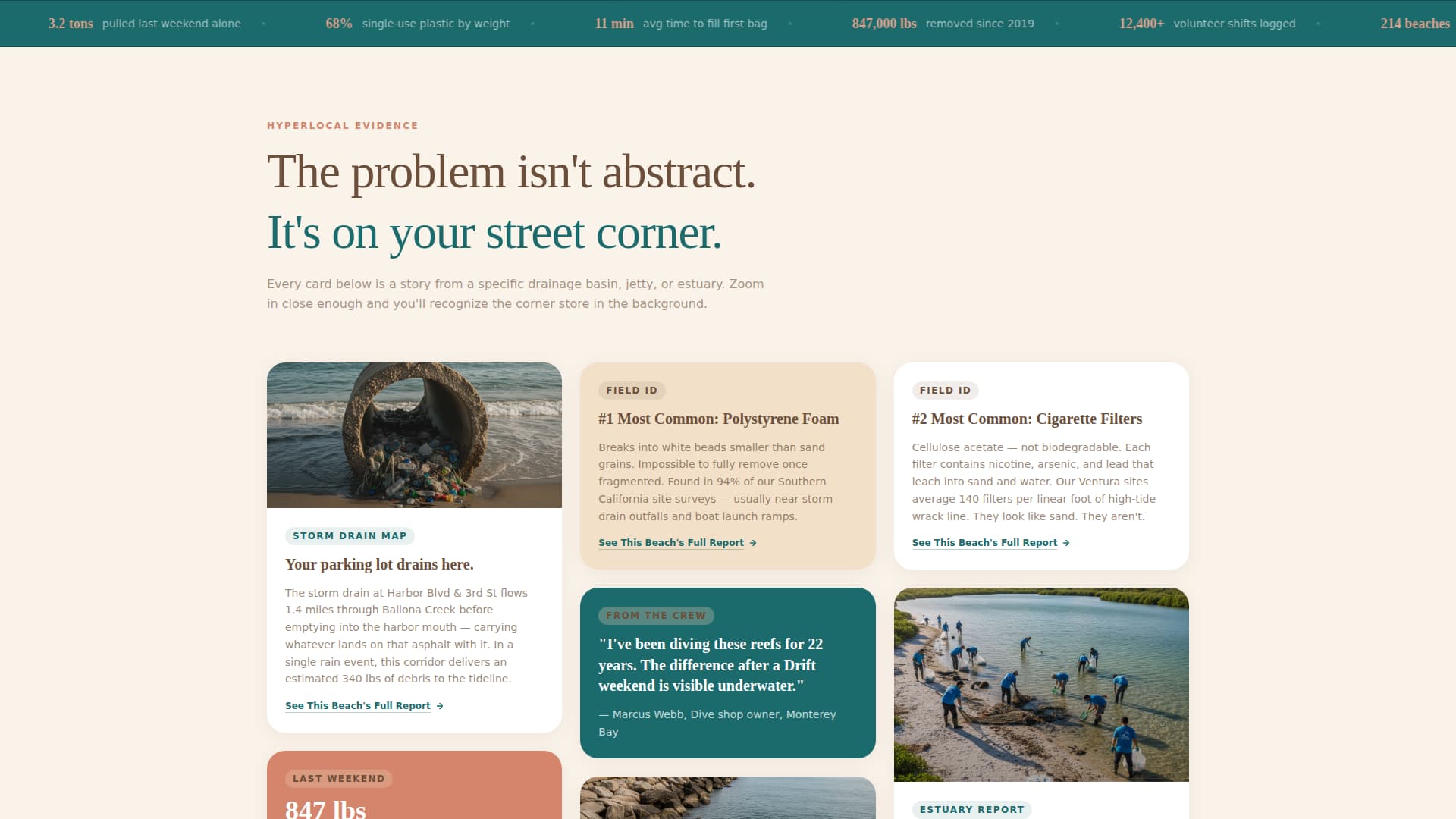 Drift - Coastal Cleanup Landing Page Template
