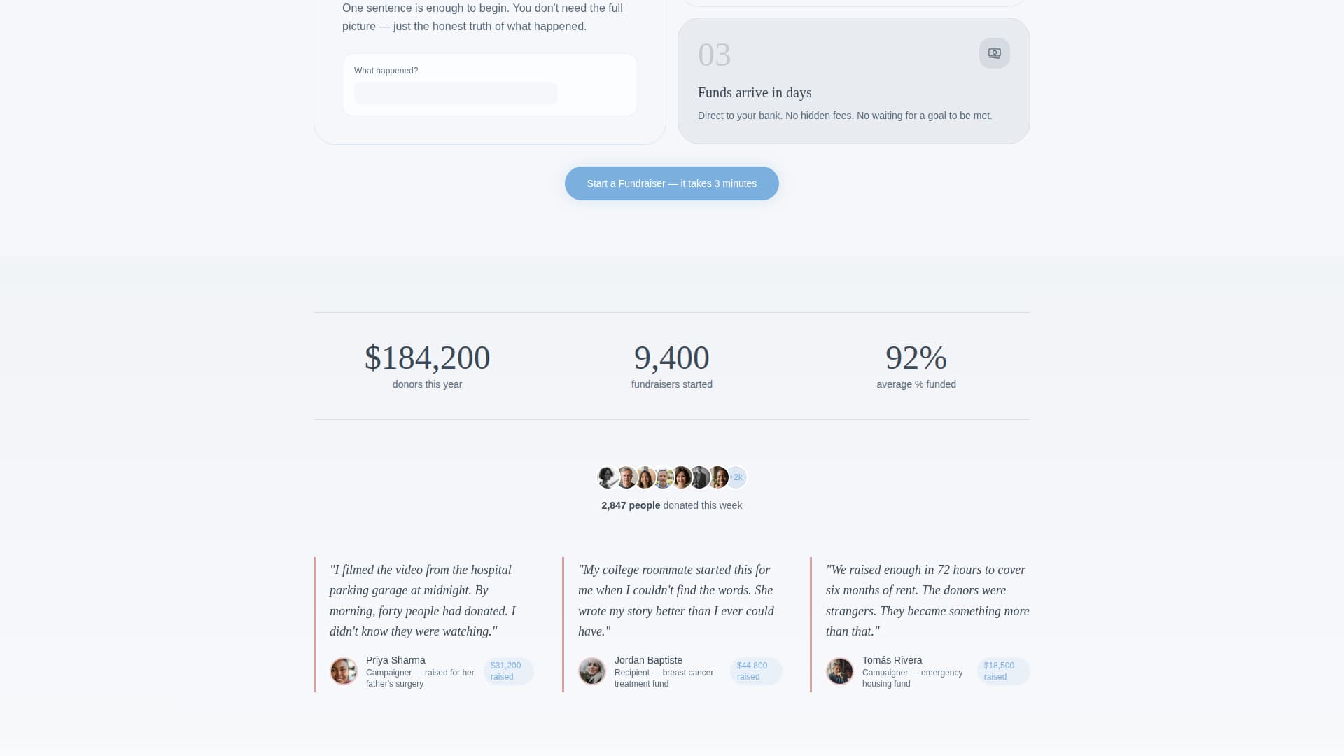 Gather - Compassionate Fundraising Landing Page Template