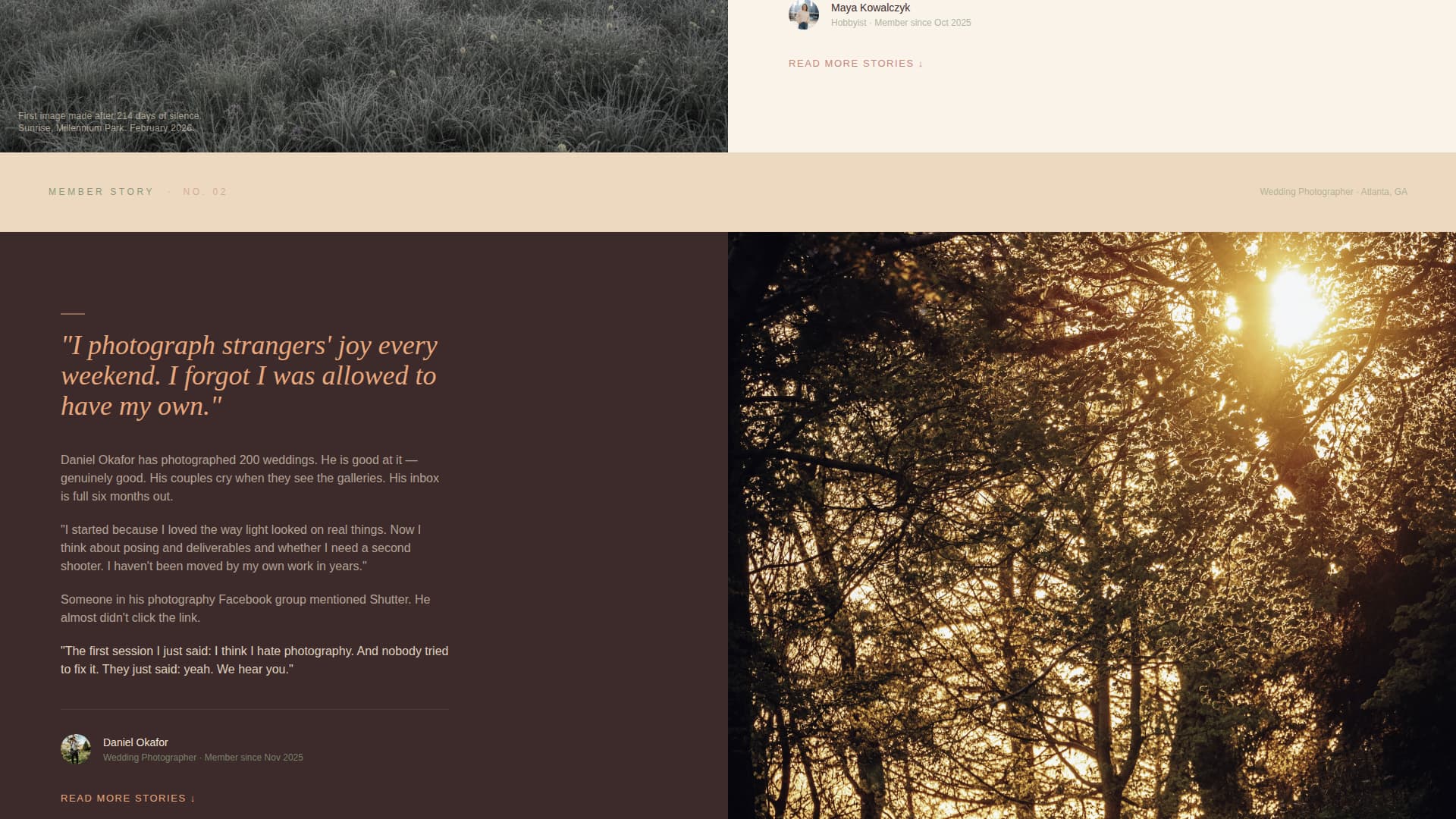 Shutter - Soulful Photographers Landing Page Template