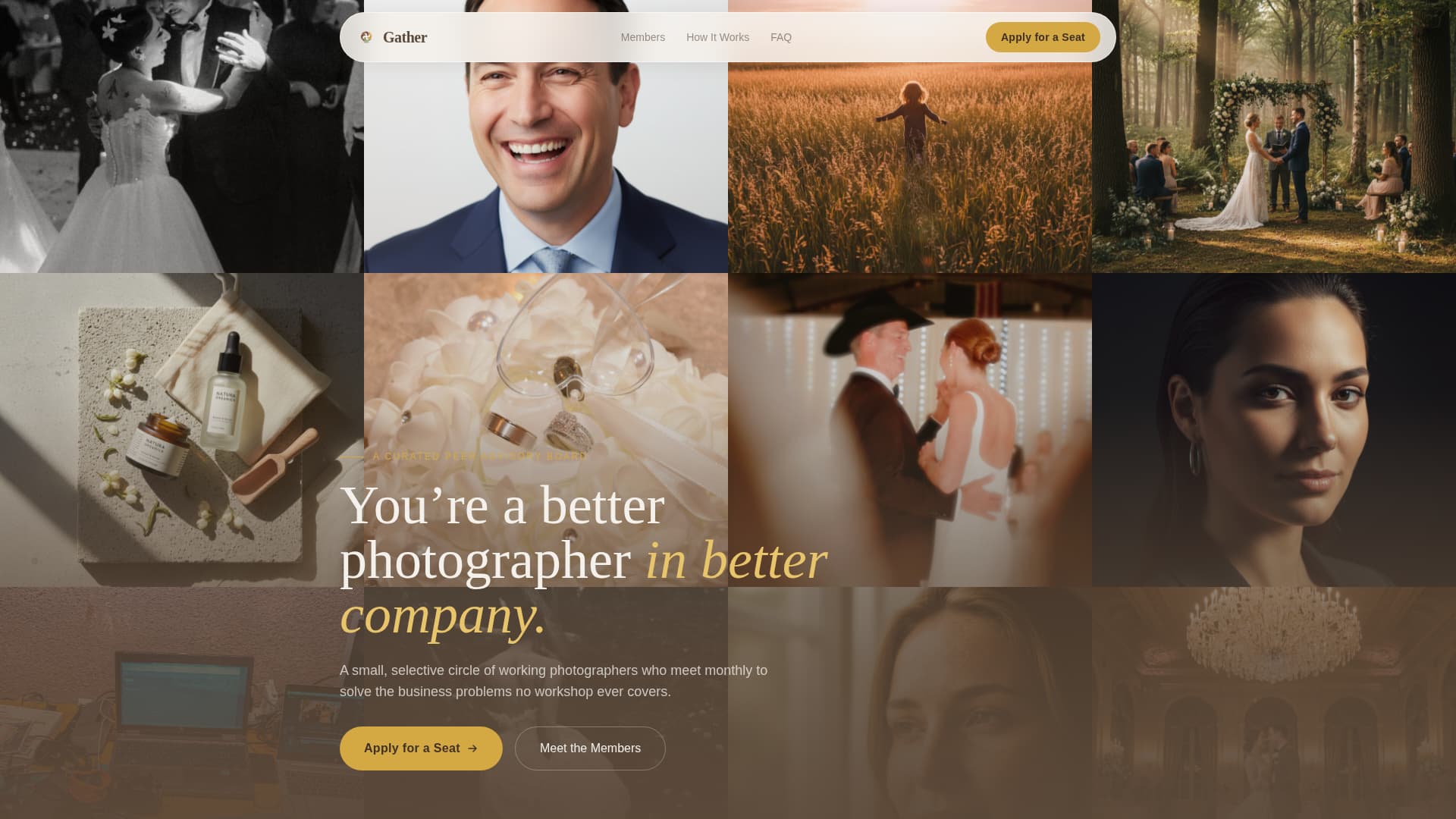 Gather - Inspiring Photographers Landing Page Template