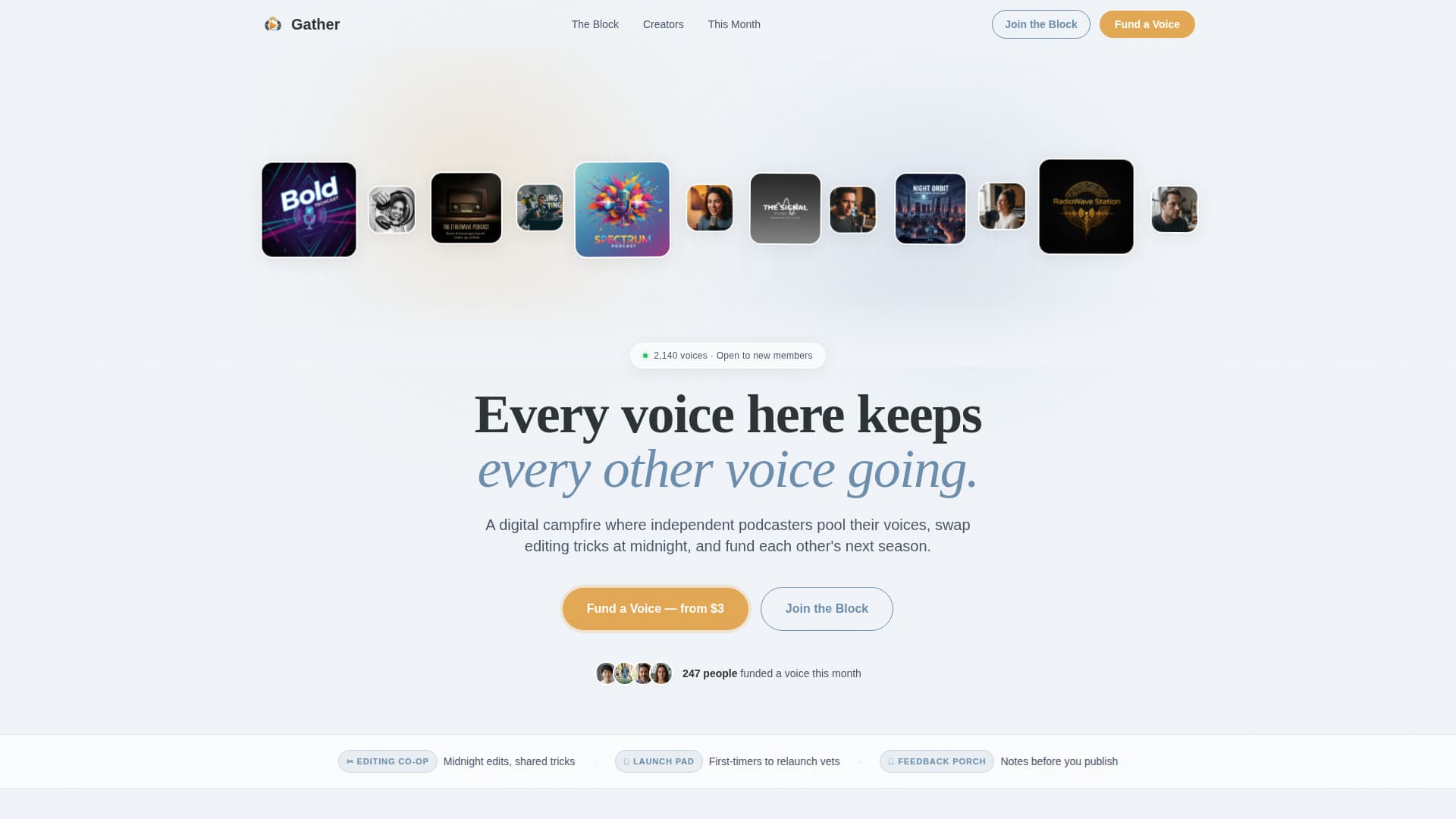 Gather - Vibrant Podcasters Landing Page Template