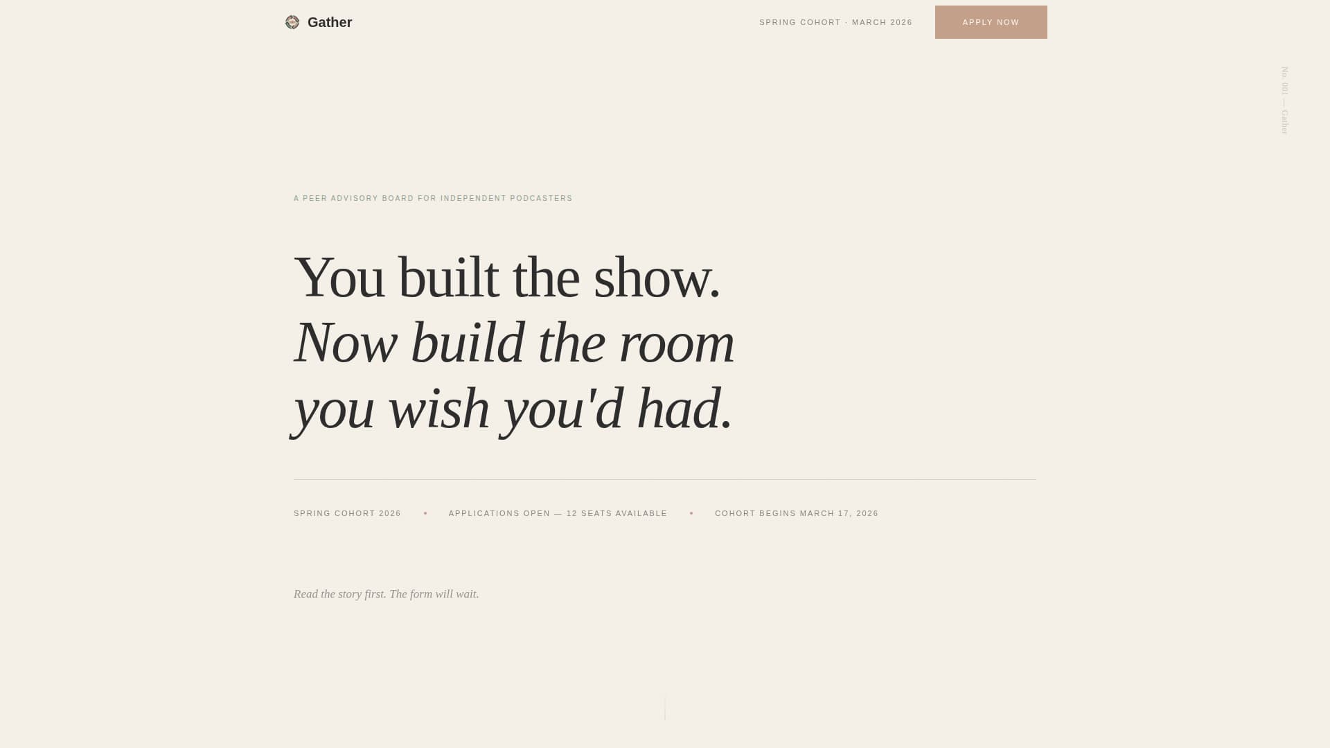 Gather - Intimate Podcasters Landing Page Template