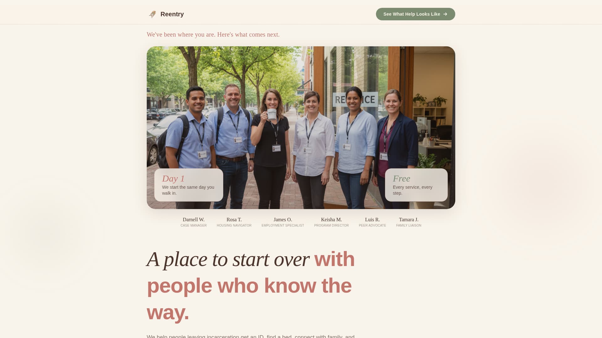 Reentry - Compassionate Nonprofit Landing Page Template