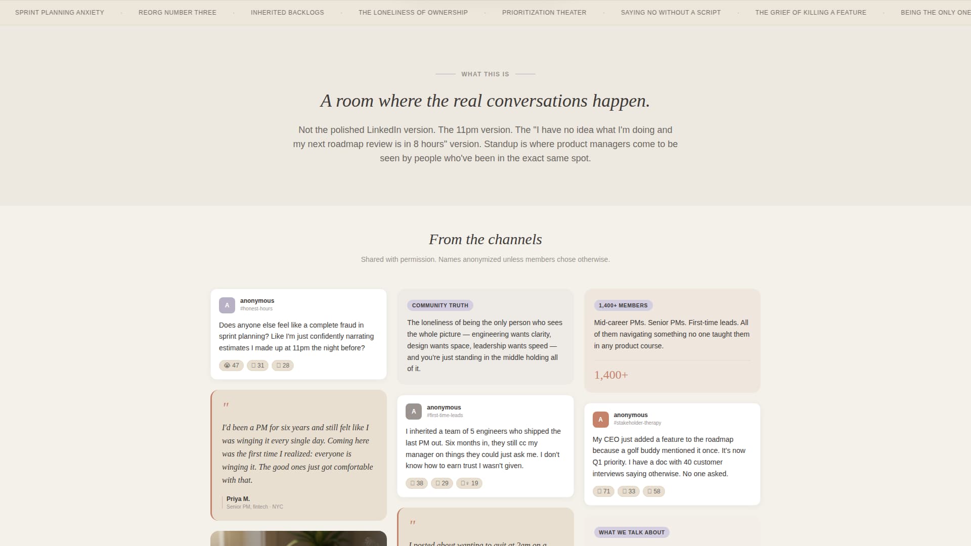 Standup - Welcoming Productmanagers Landing Page Template