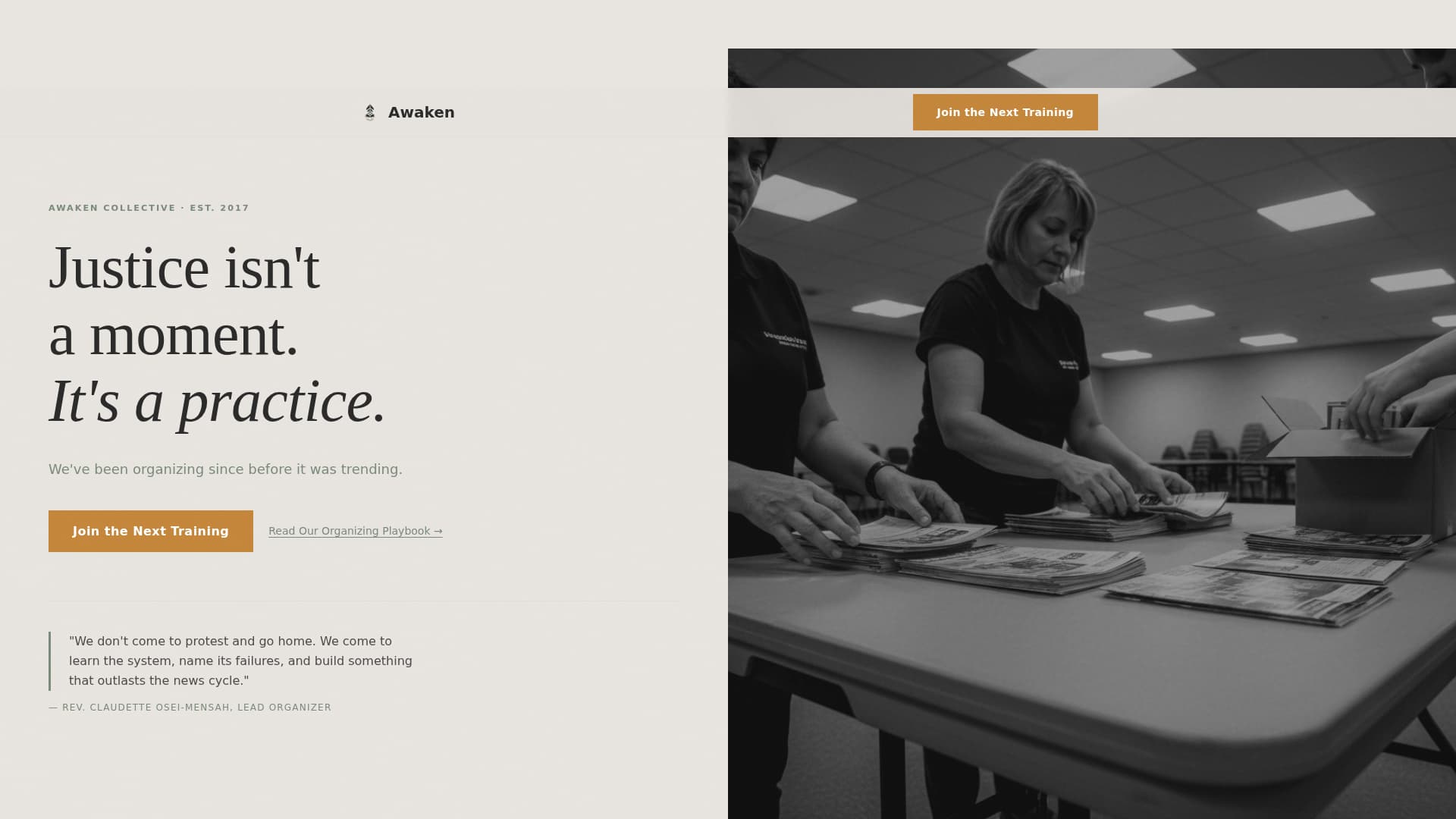 Awaken - Empowering Justice Landing Page Template