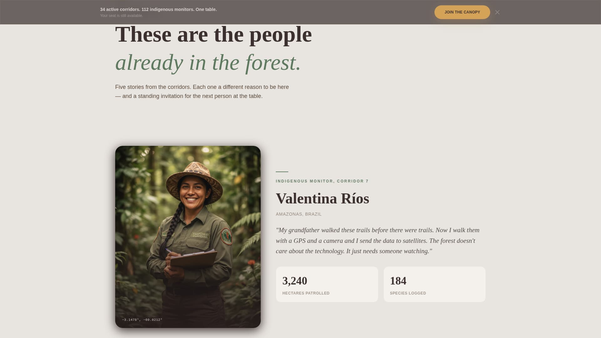 Canopy - Immersive Rainforestprotection Landing Page Template