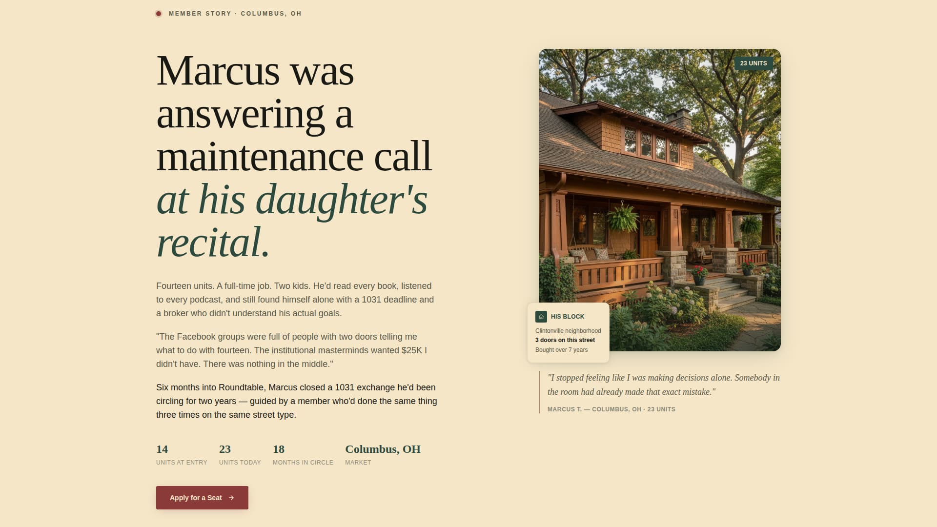 Roundtable - Trusted Investors Landing Page Template