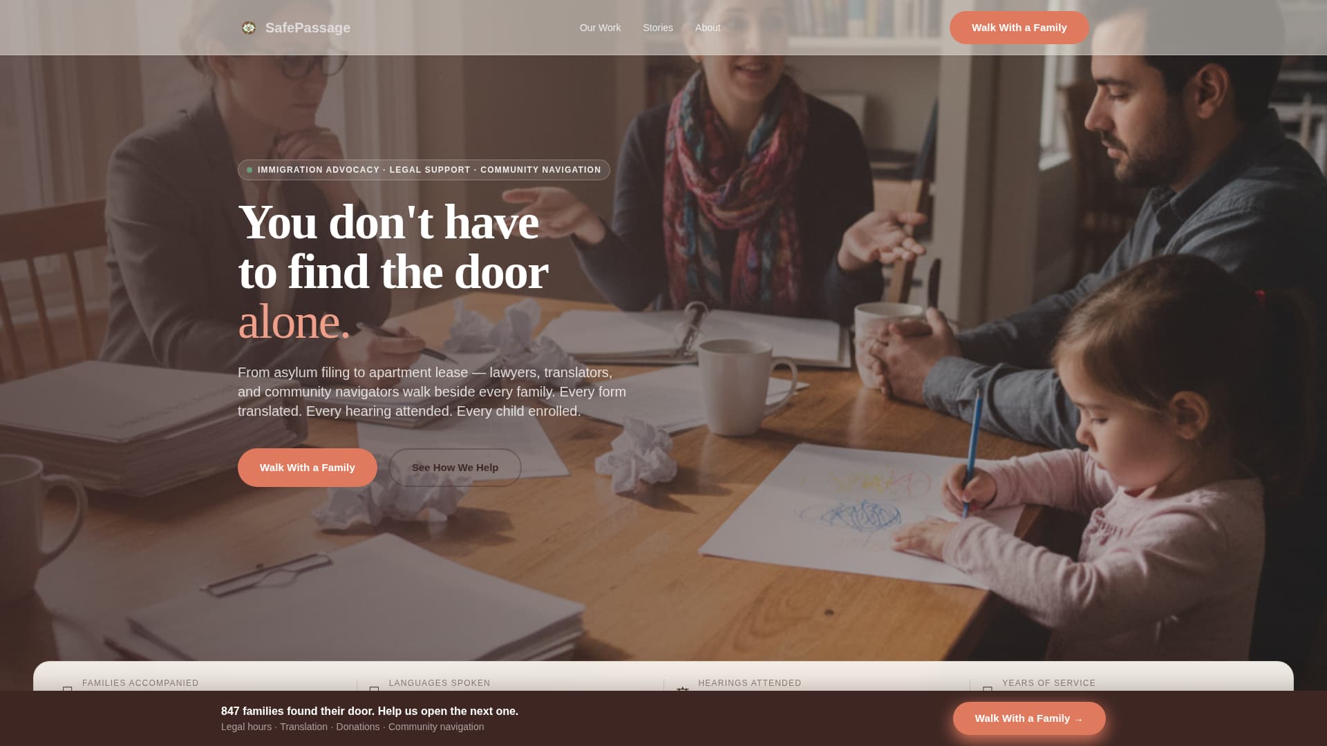 Passage - Transformative Refugee Landing Page Template