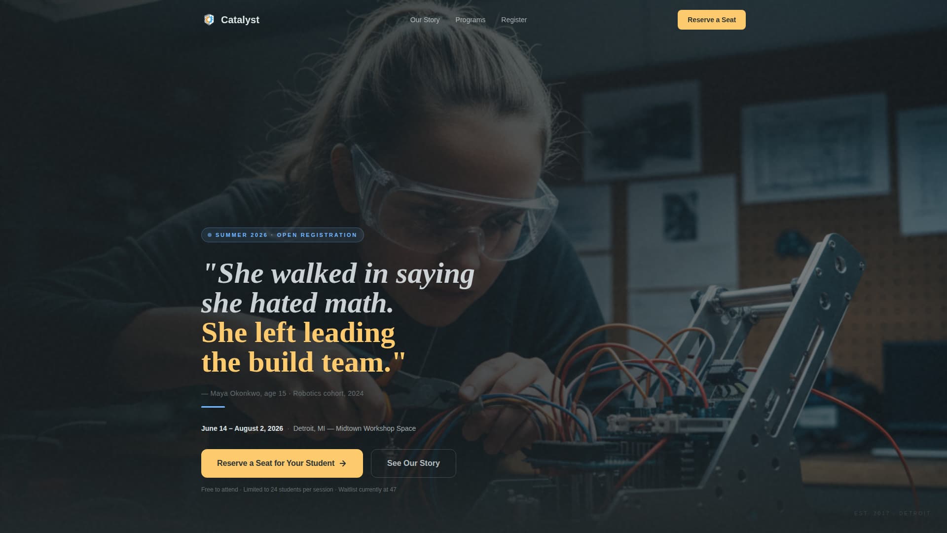 Catalyst - Inspiring Stem Landing Page Template
