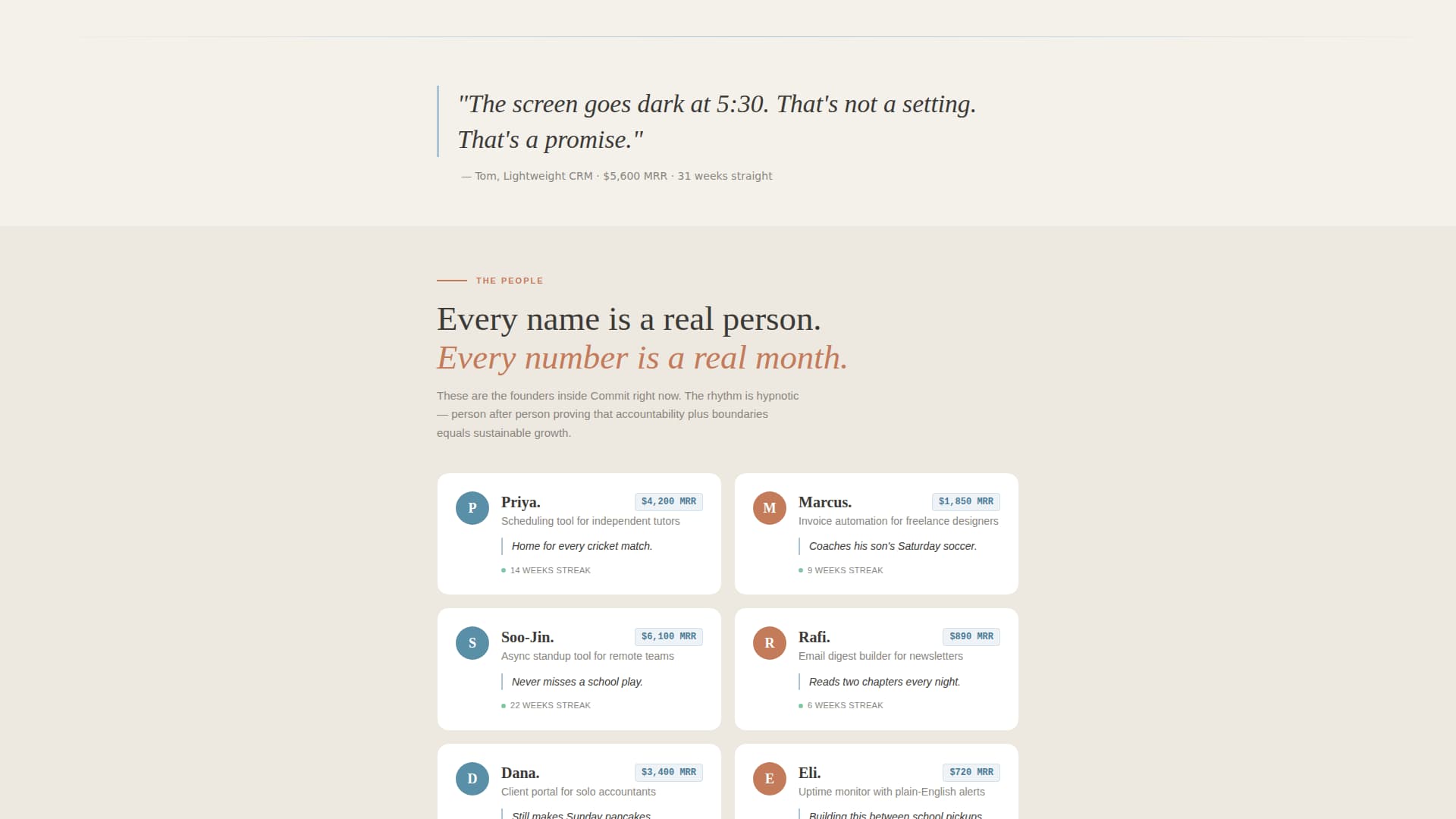 Commit - Heartfelt Saasfounders Landing Page Template