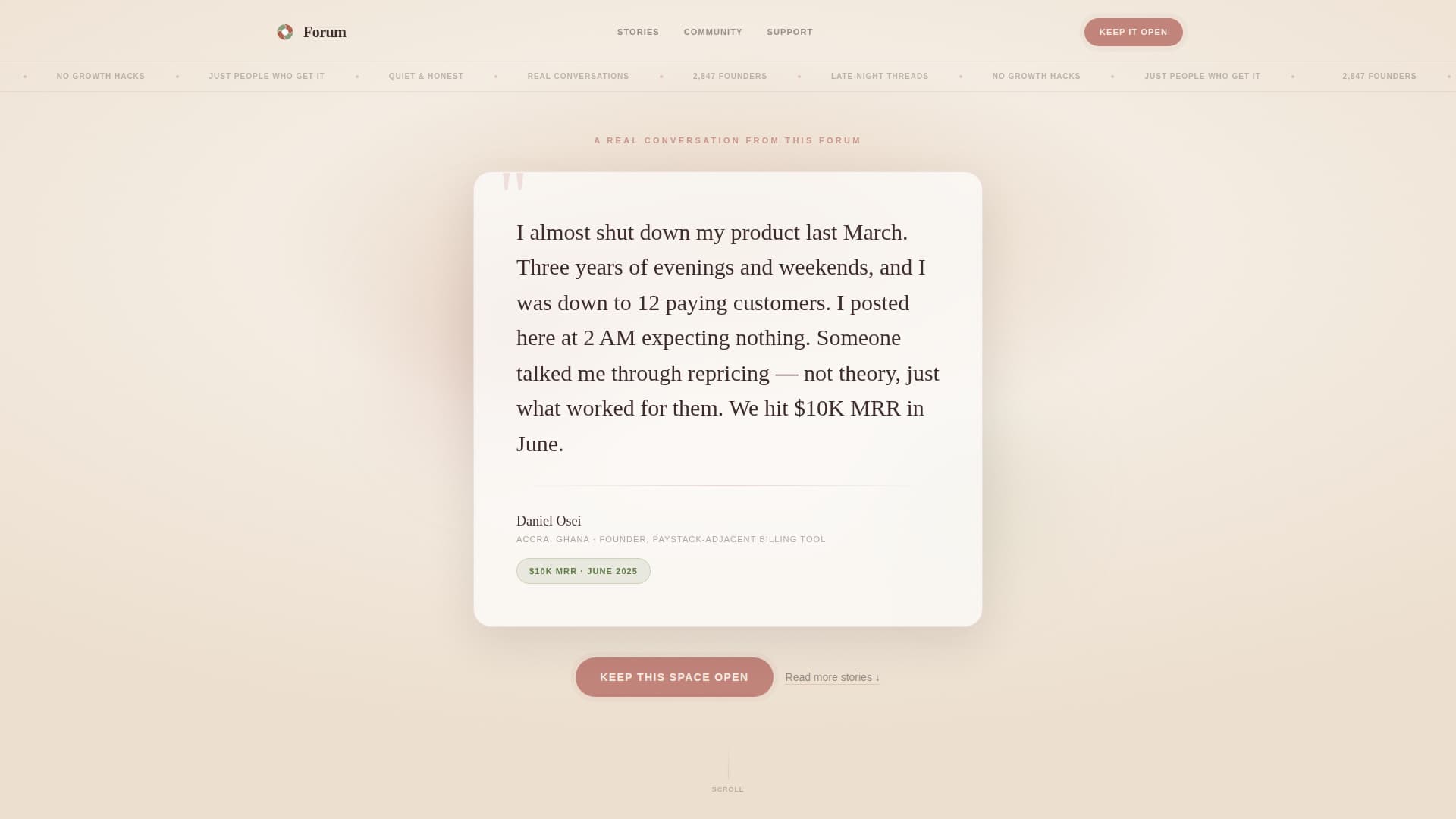 Founders - Healing SaaS Community Landing Page Template
