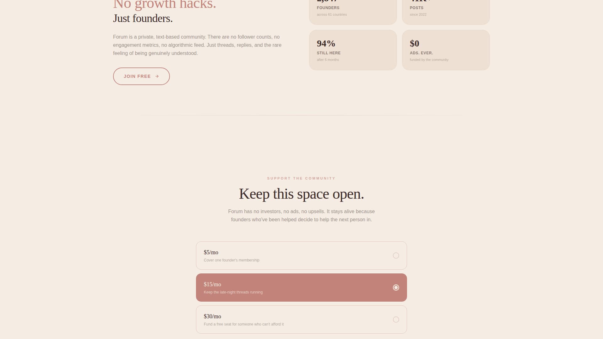Founders - Healing SaaS Community Landing Page Template