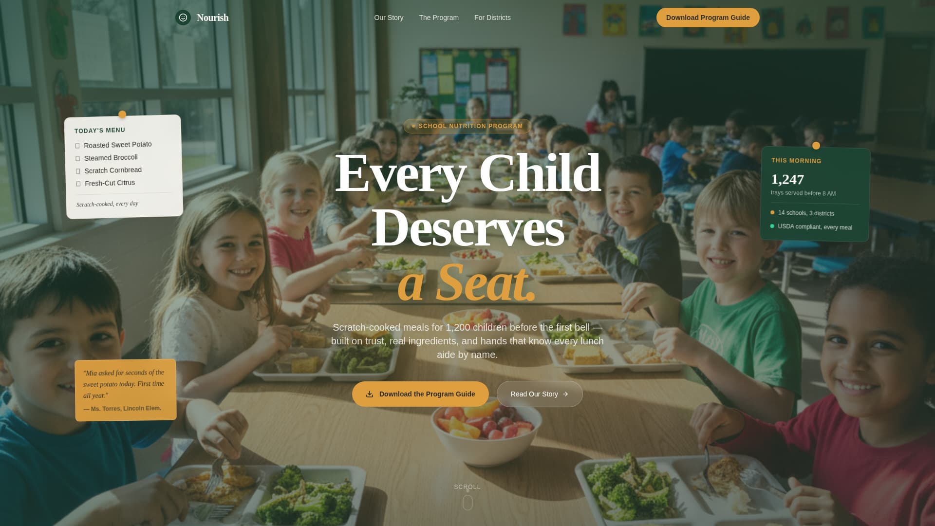 Nourish - Wholesome Schoolmeals Landing Page Template