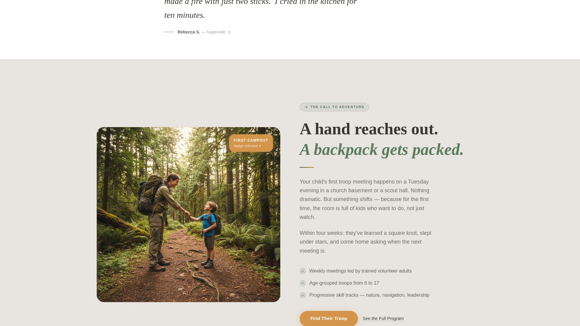 Troop - Inspiring Scouting Landing Page Template