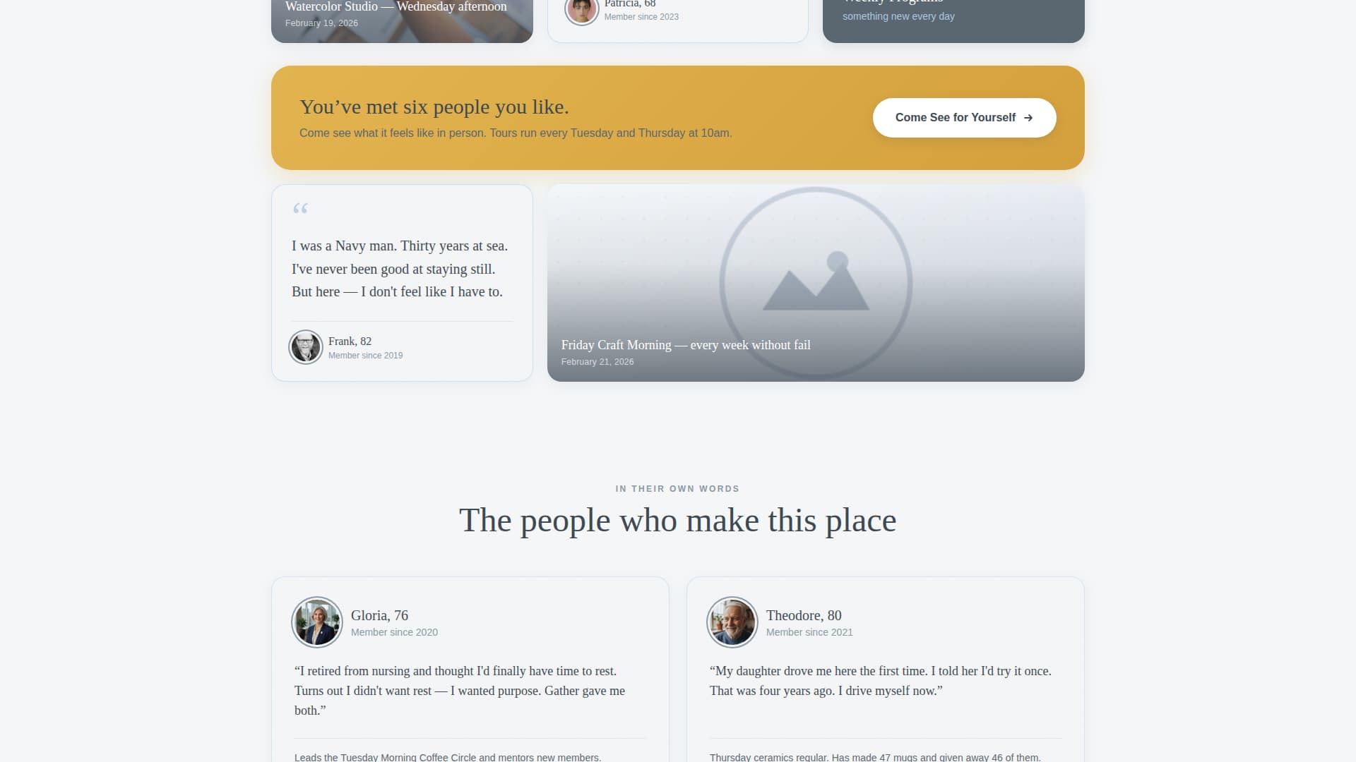 Gather - Welcoming Seniorcenter Landing Page Template
