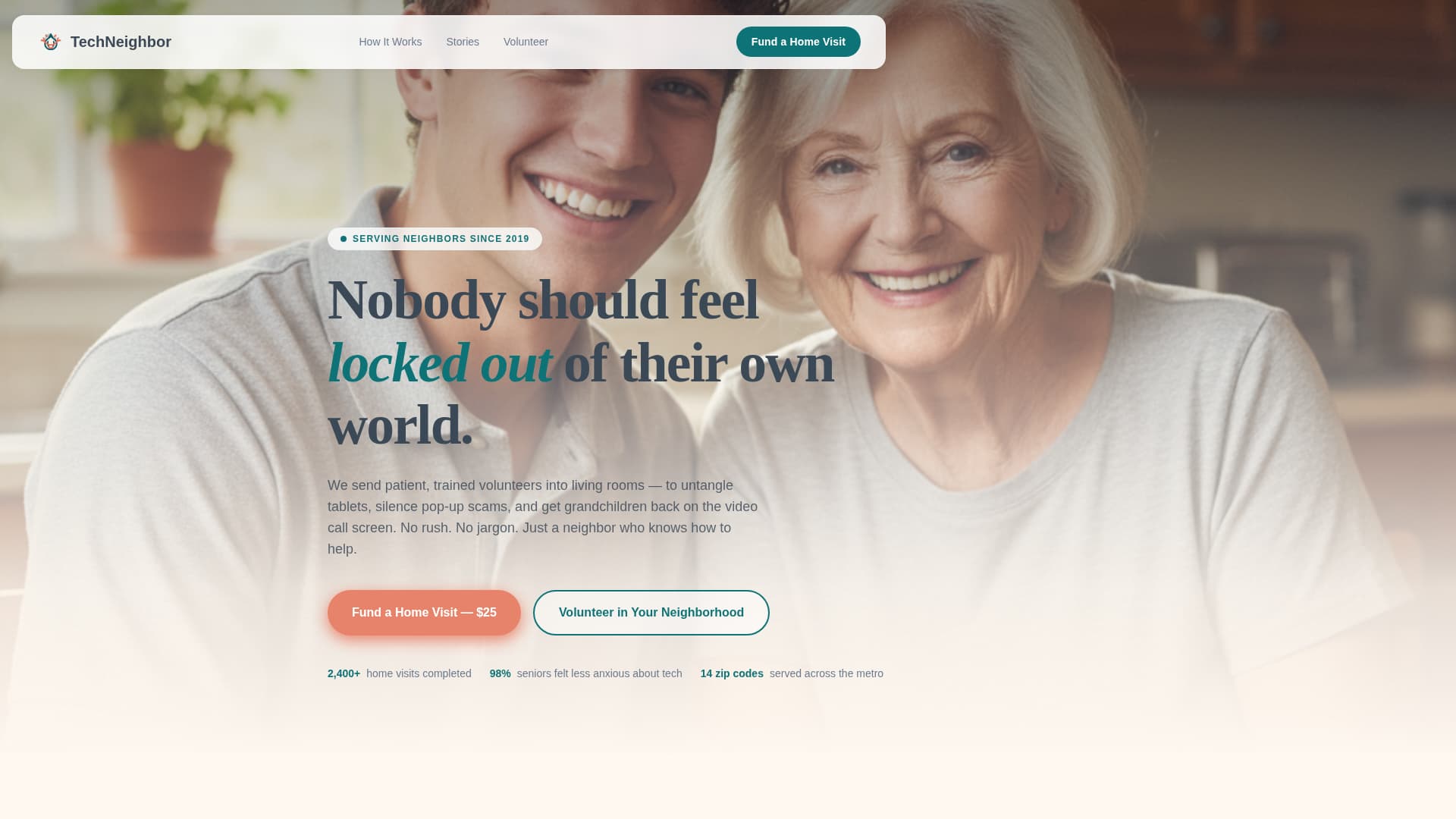 Techneighbor - Heartfelt Seniorassistance Landing Page Template